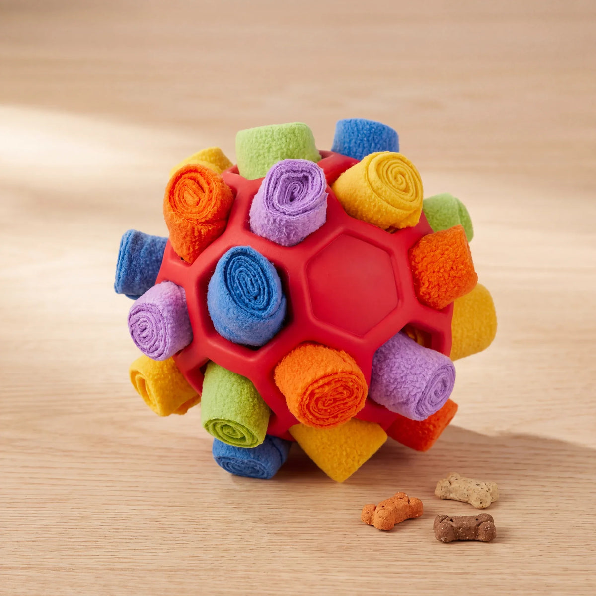 SniffBall™ Rossa — Palla puzzle olfattiva multicolore per cani