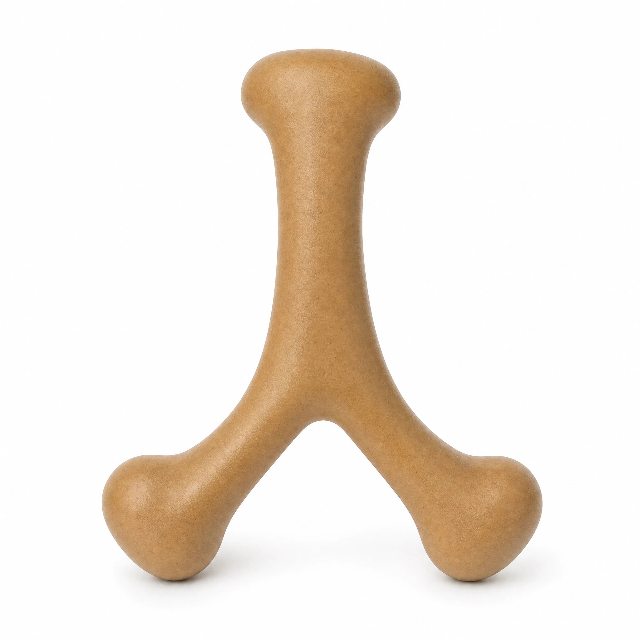 Osso masticabile a V per cani su sfondo bianco, gusto pancetta