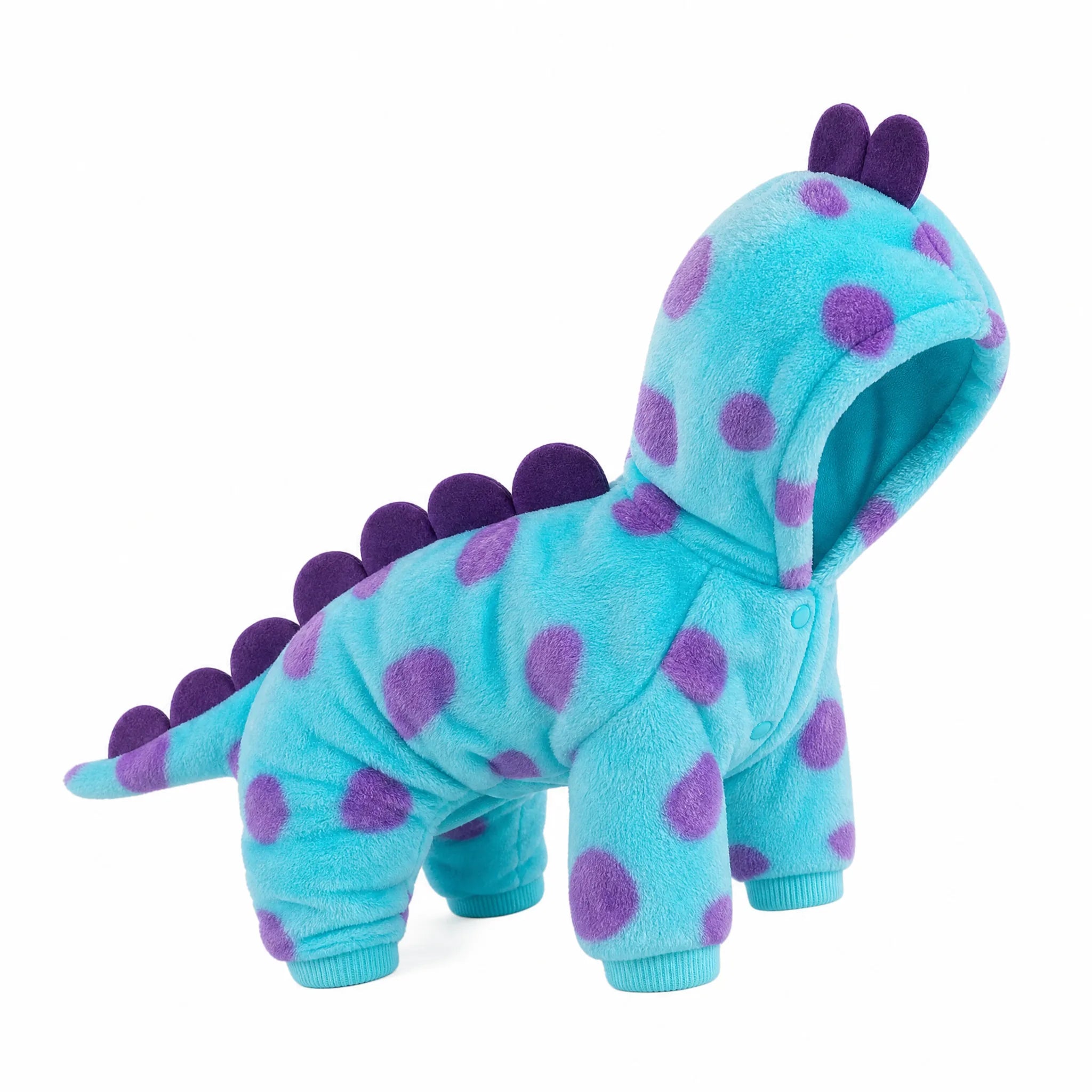 Costume dinosauro per cani felpa cappuccio su bianco
