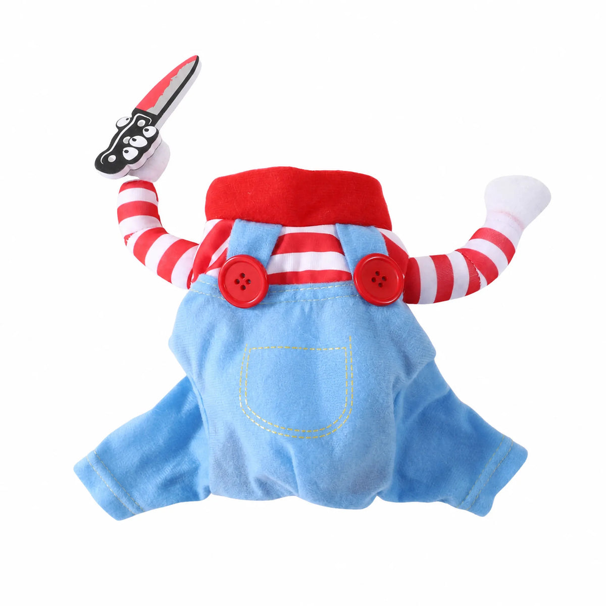 Costume halloween cane coltello salopette studio bianco