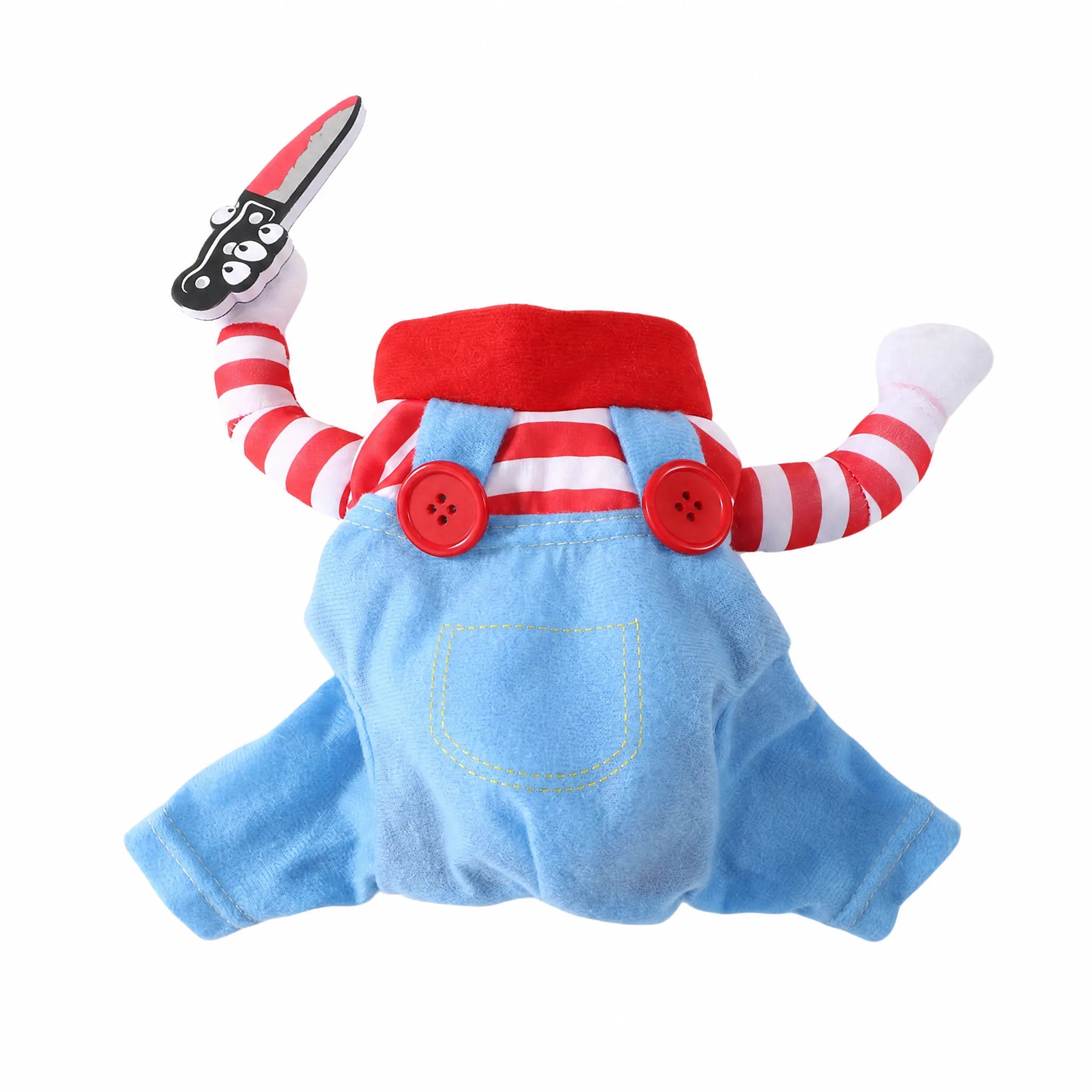 Costume halloween cane braccia imbottite su fondo bianco