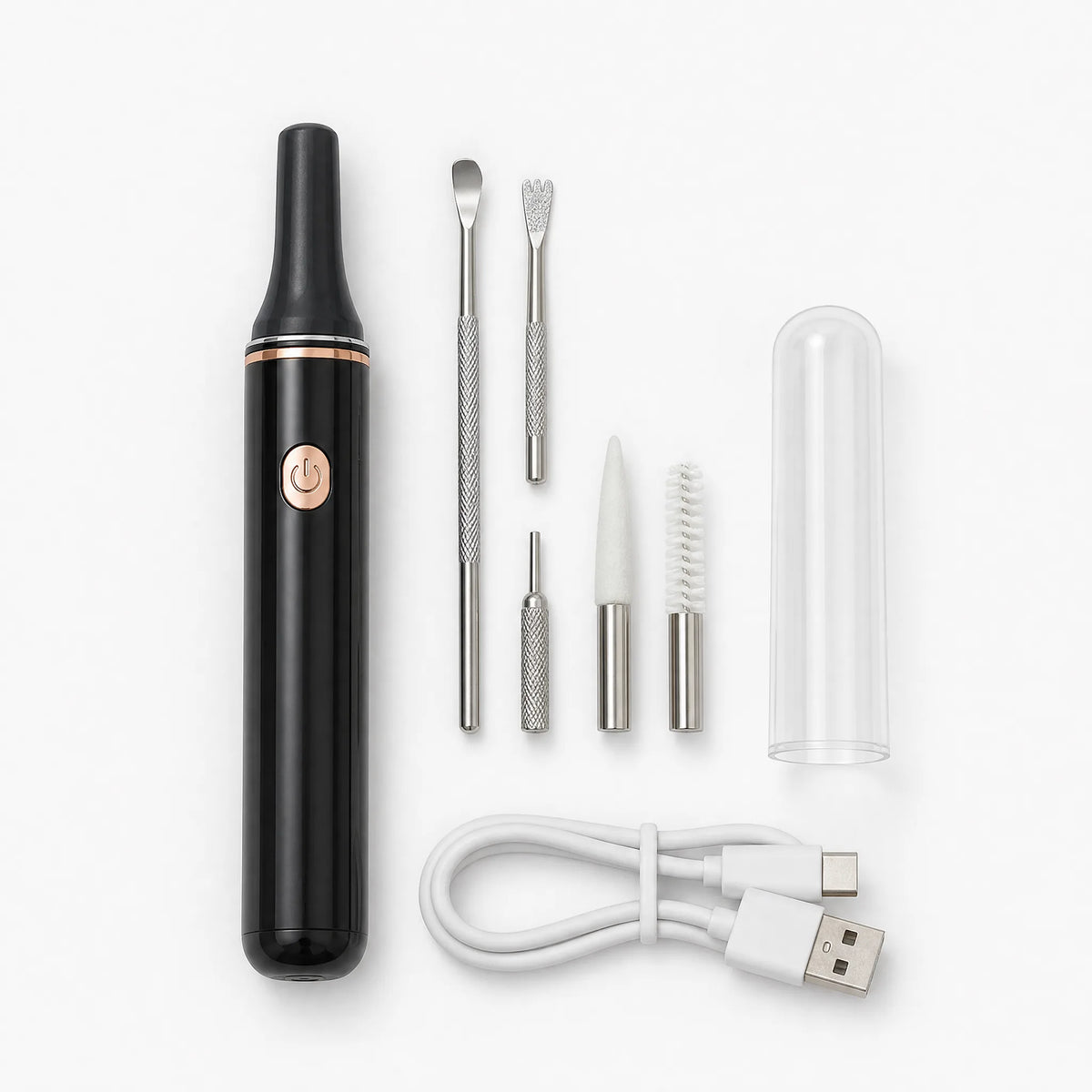 Kit completo spazzolino a ultrasuoni per cani con testine in acciaio e ricarica USB