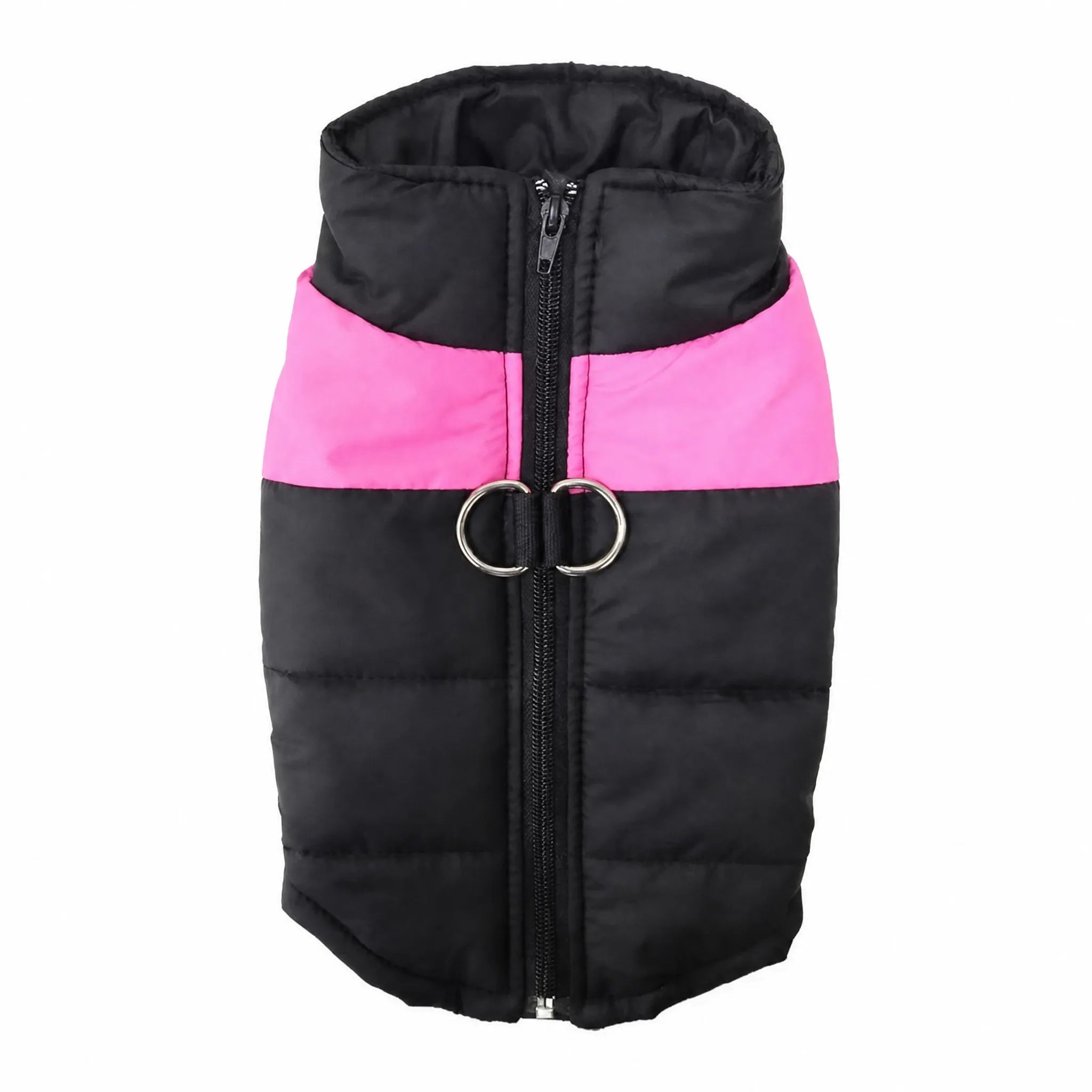 Cappotto cane gilet imbottito rosa studio su bianco