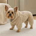 Cane piccolo con tuta pile 4 zampe beige