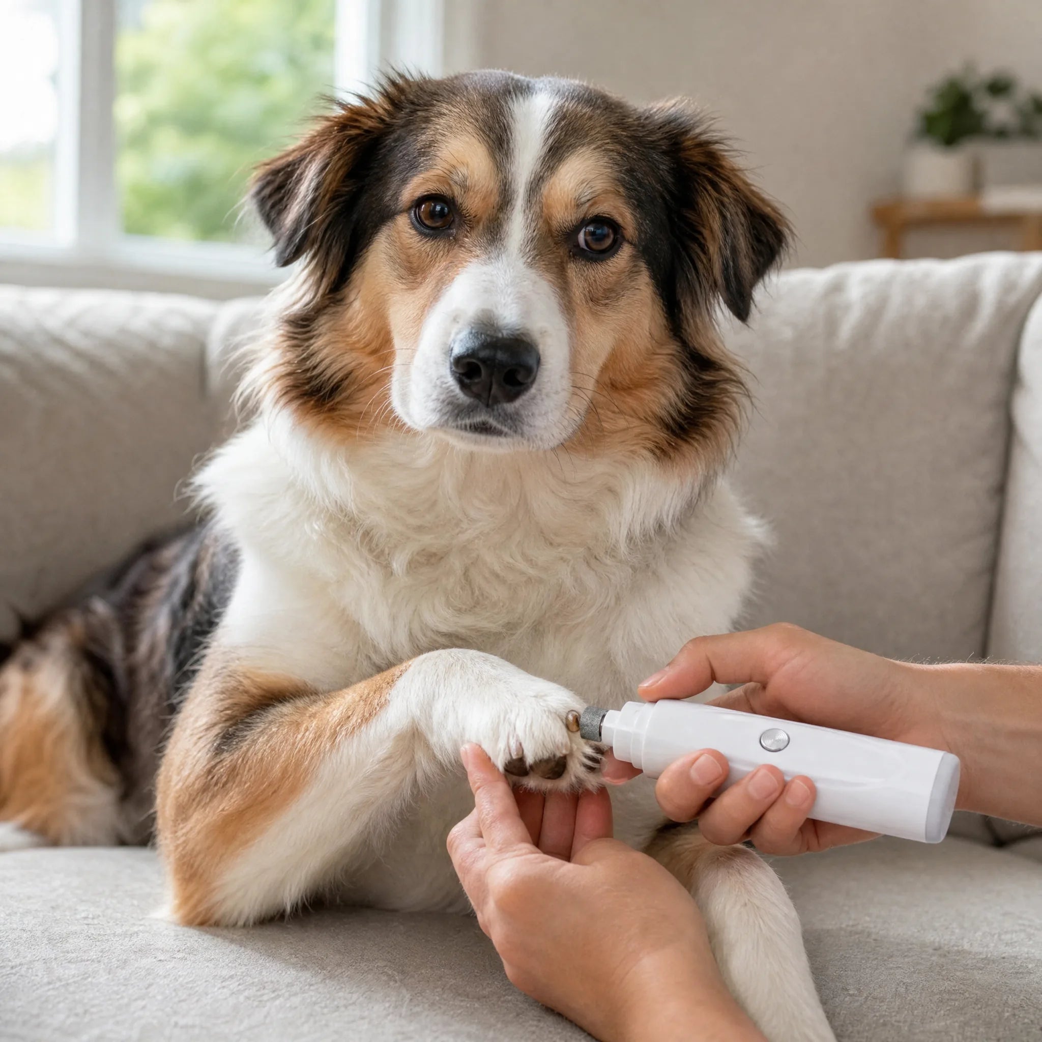 Lima unghie elettrica per cani in uso su zampa