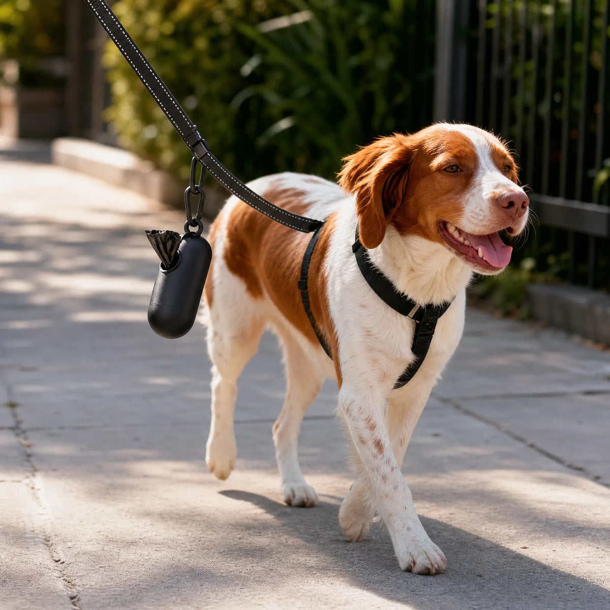 Sacchetti cane con dispenser sul guinzaglio in passeggiata