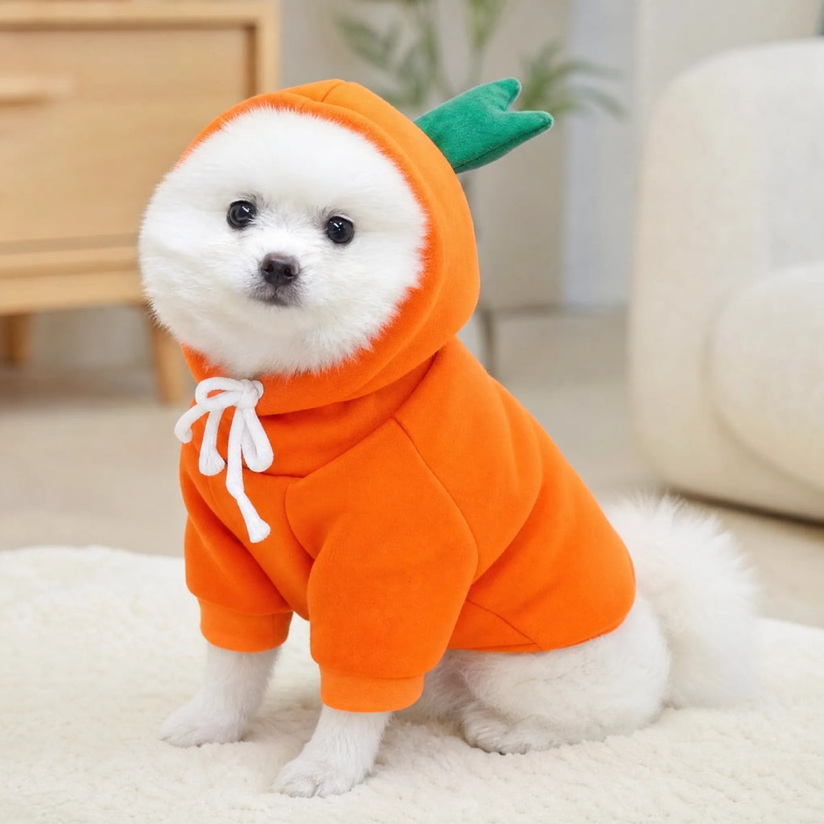 Cane piccolo con felpa costume carota cappuccio 3D