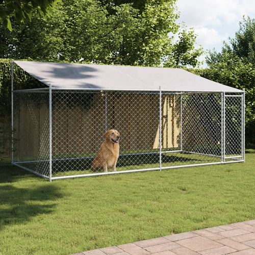 Box metallo zincato per cani da esterno con tetto impermeabile
