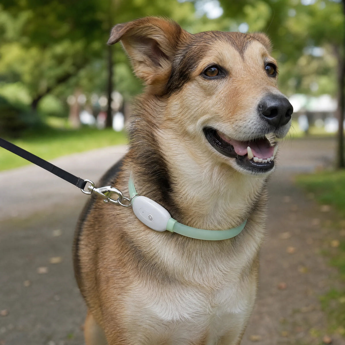 Collare LED cane silicone soft in passeggiata di giorno