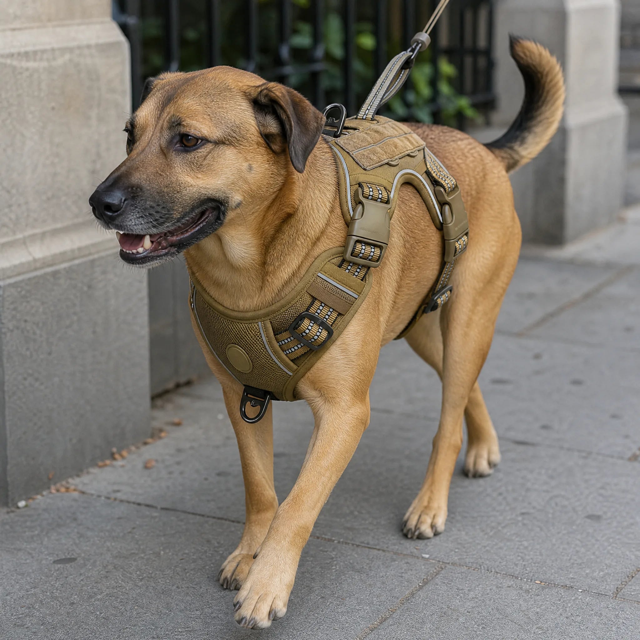 Pettorina tattica cane MOLLE traspirante in passeggiata urbana