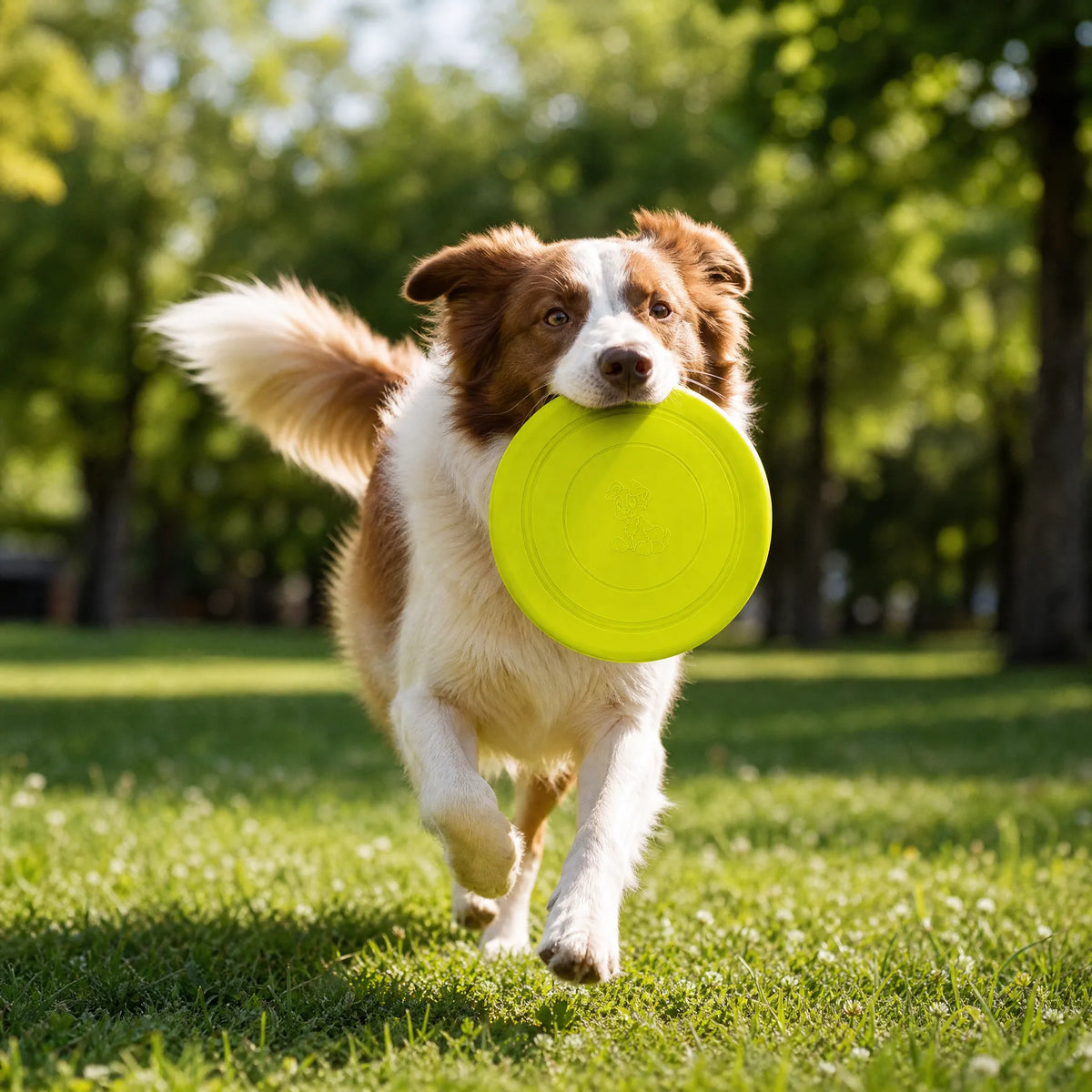 Frisbee per cani - cane in corsa con disco volante