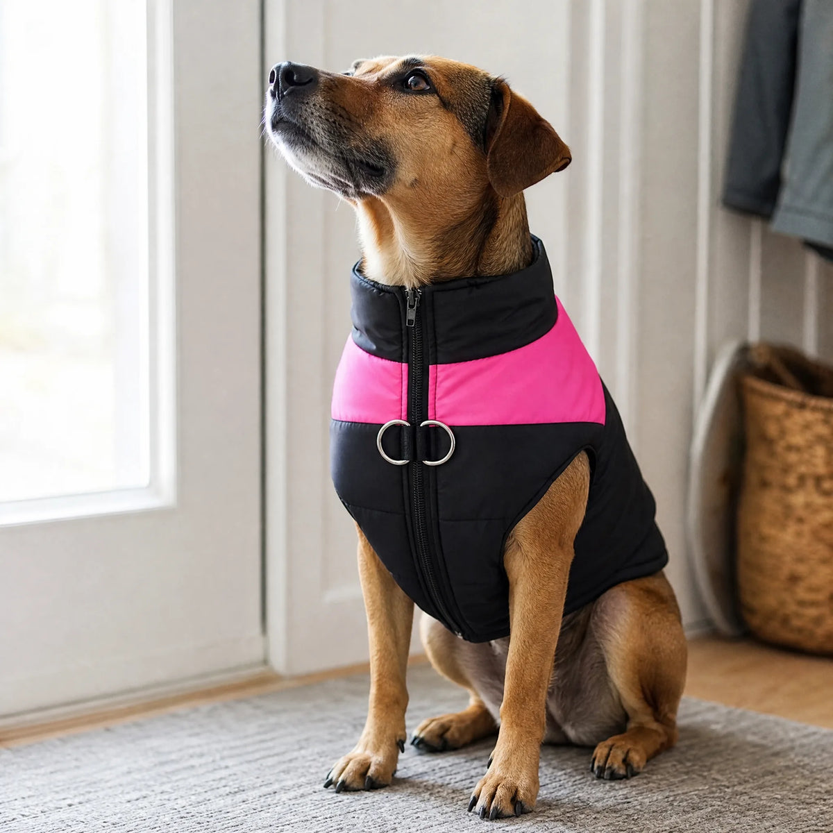 Cane pronto per l'uscita con cappotto cane gilet imbottito