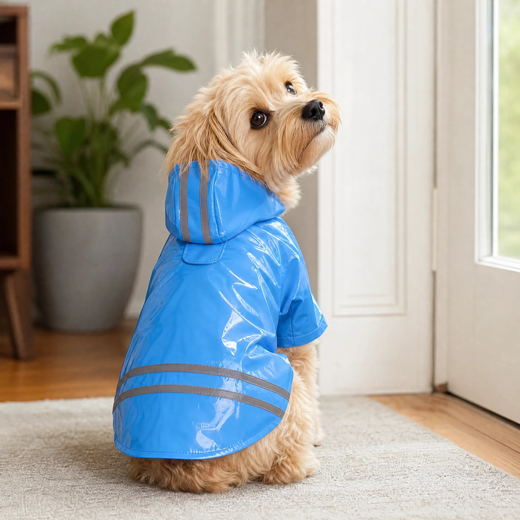 Cane con impermeabile hoody estate pronto per uscire