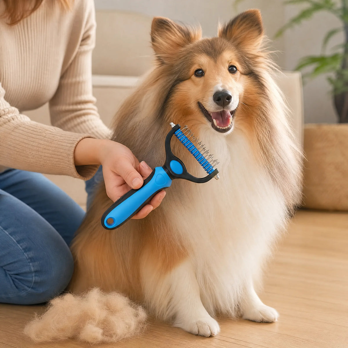 Pettine anti nodi per cani dopo la toelettatura