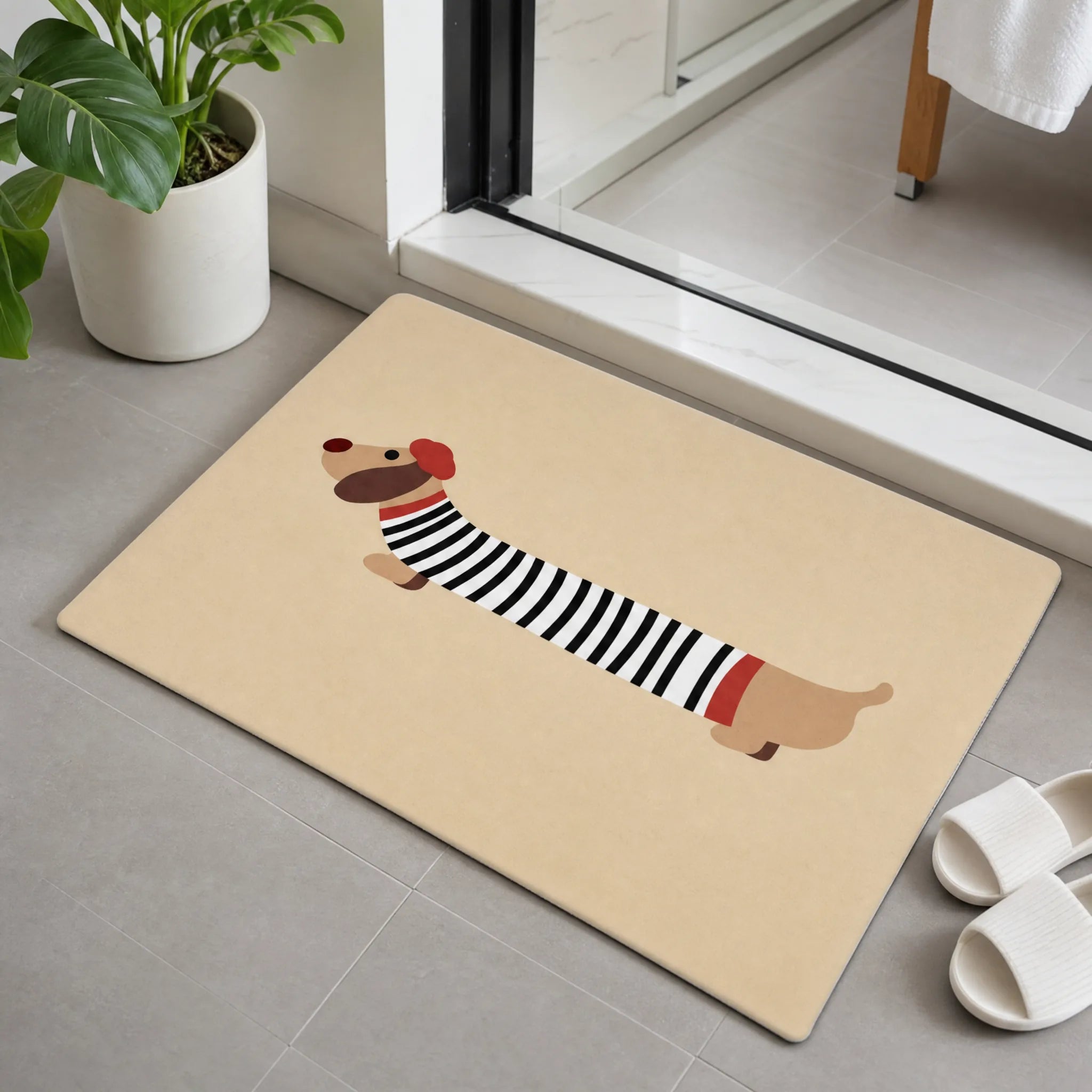 Tappetino ingresso cane design bassotto cartoon