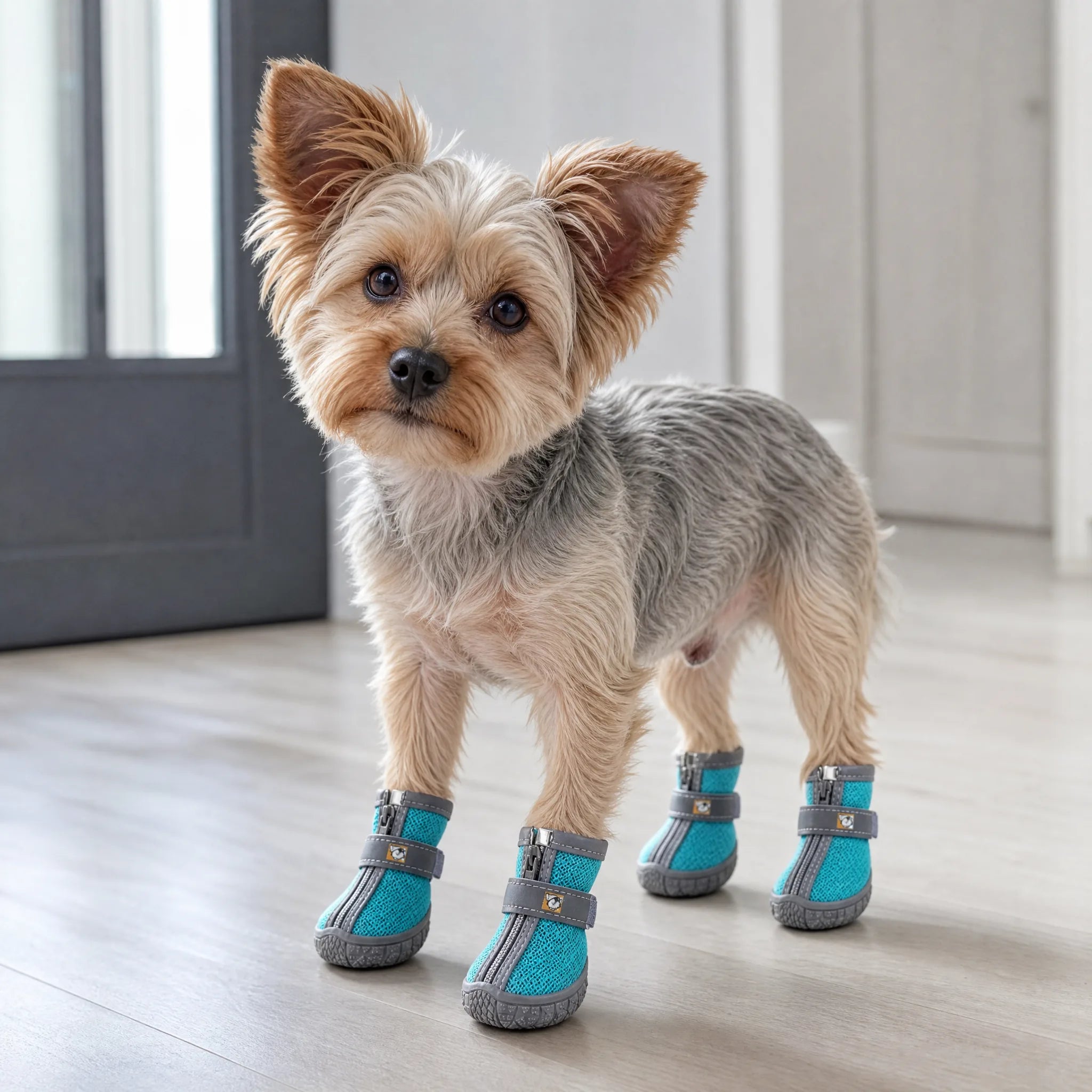 Cane a casa con scarpette mesh zip antiscivolo