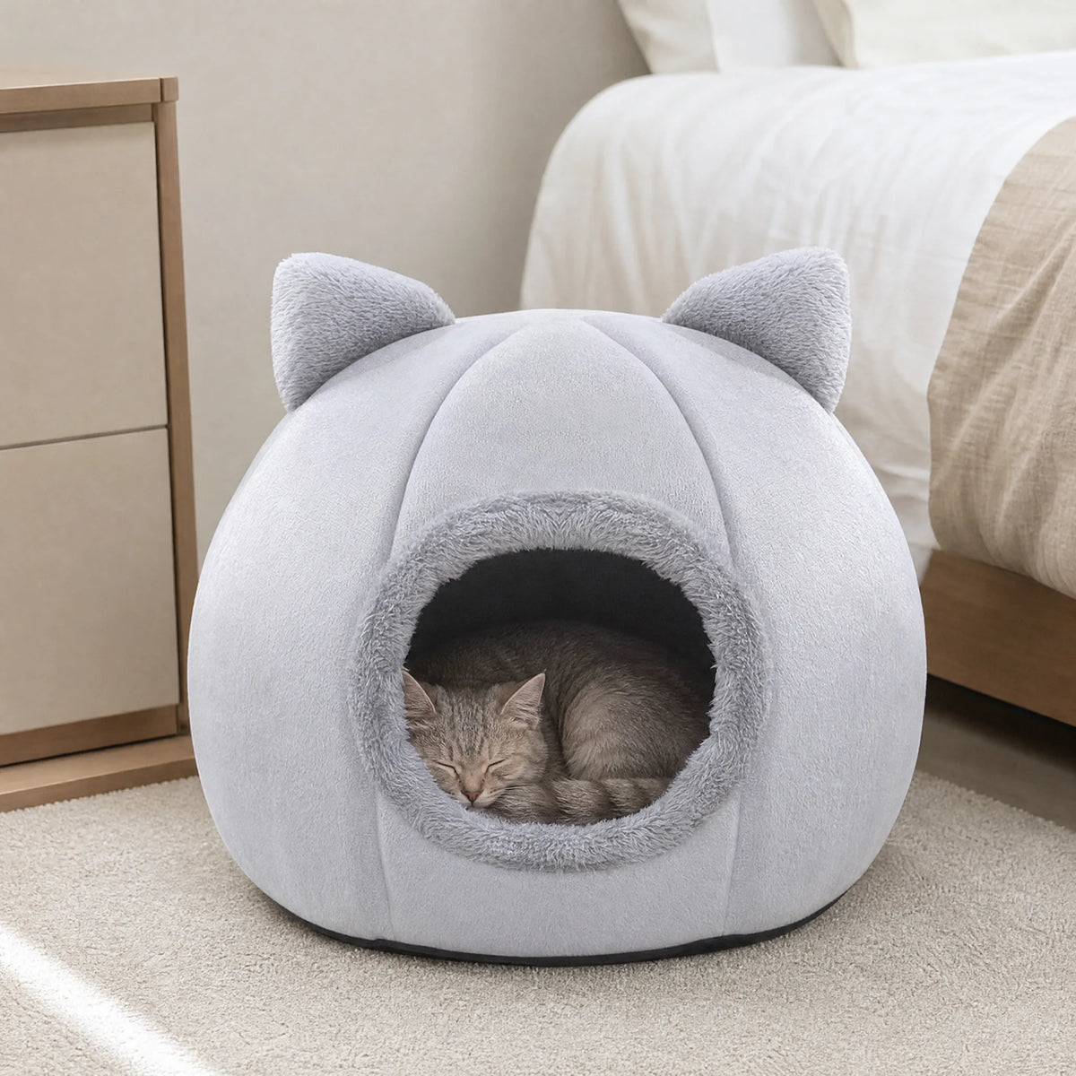 Cuccia gatto chiusa a cupola — riposo in casa
