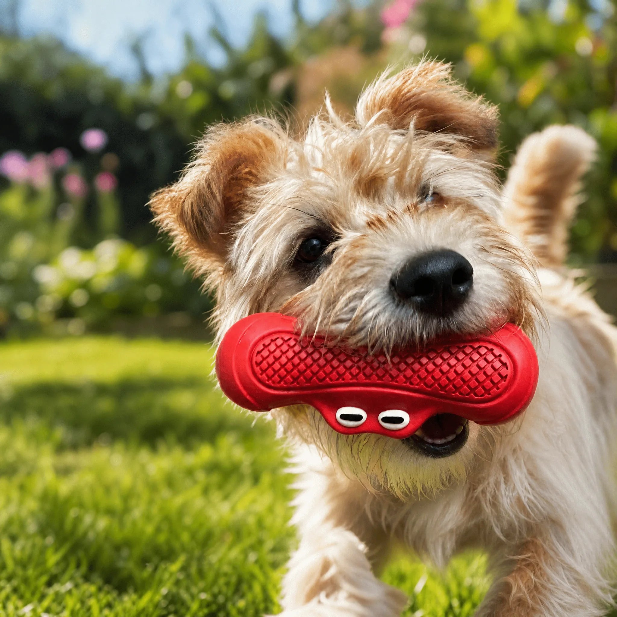 Cane riporta in giardino il gioco da masticare coccodrillo indistruttibile
