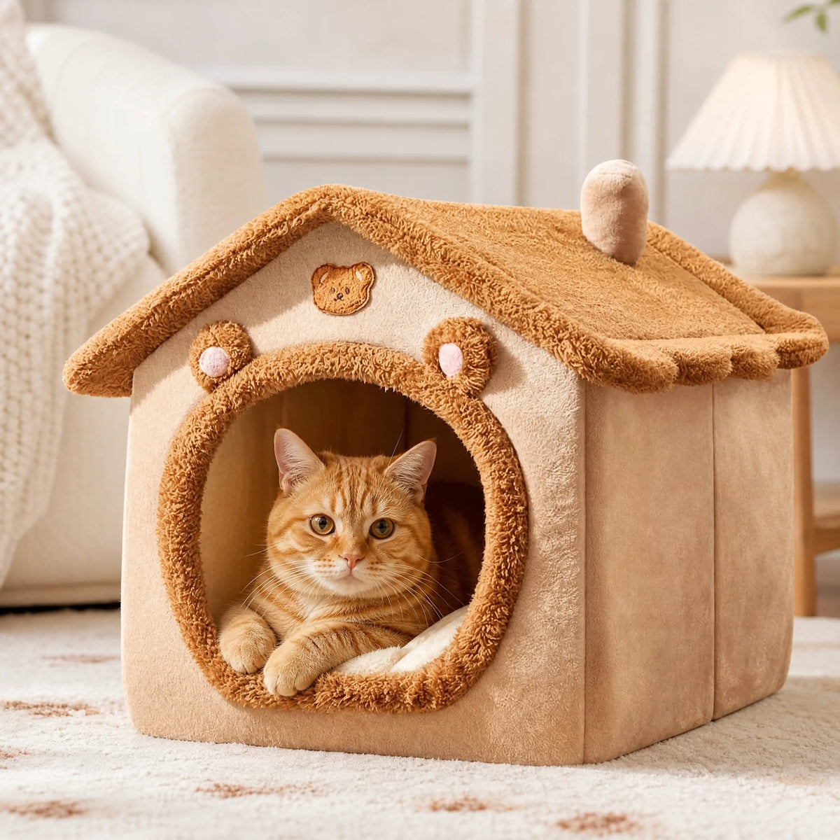 Cuccia calda gatto casa plush - gatto nel rifugio