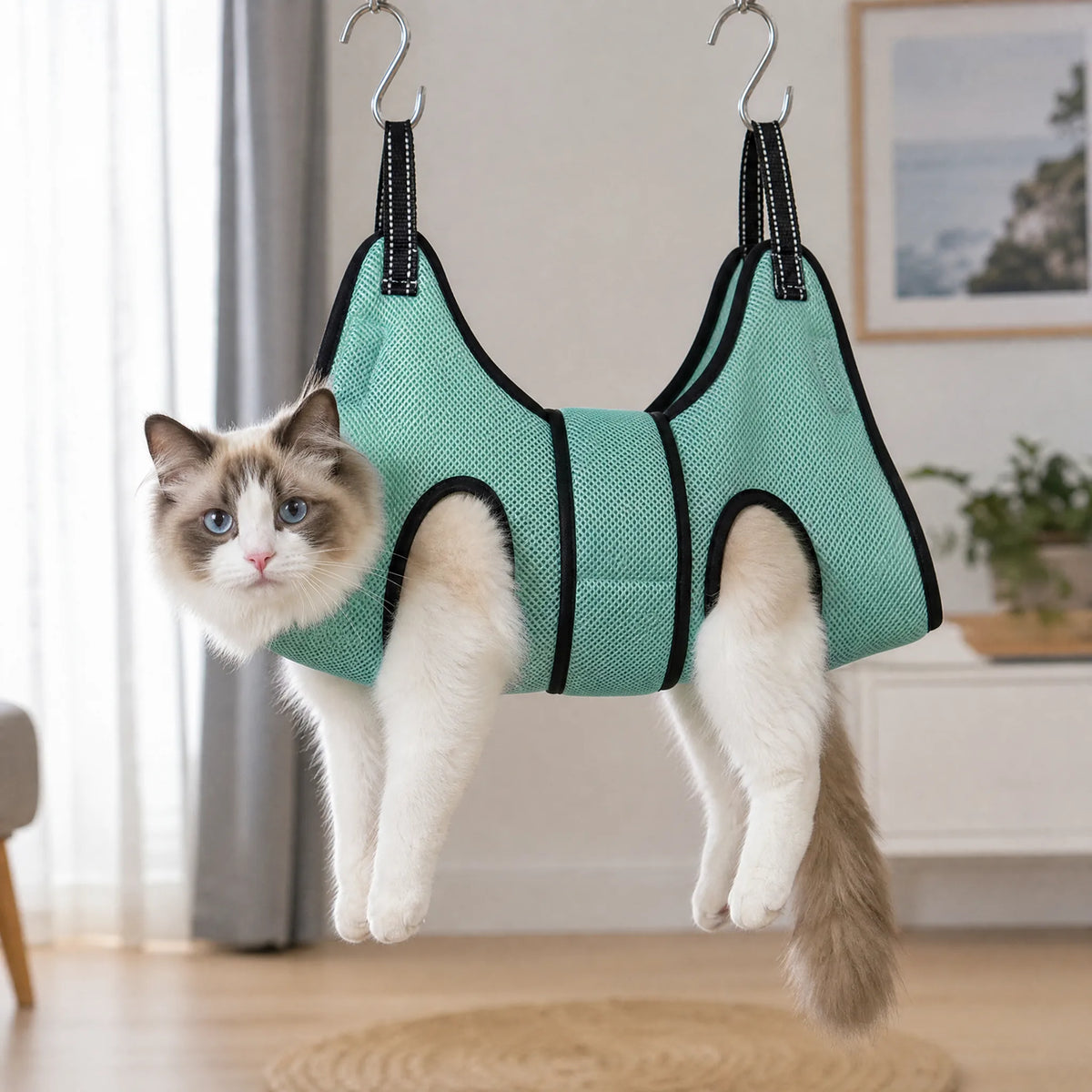 Gatto nell amaca toelettatura in rete mesh
