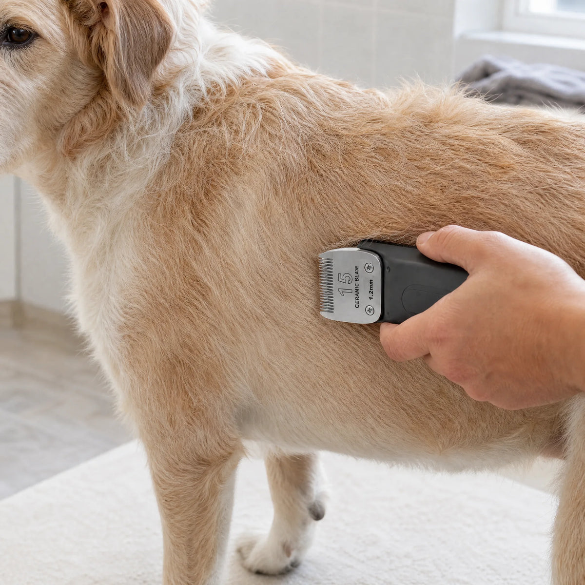 Lama ceramica detachable su tosatrice a contatto col pelo del cane
