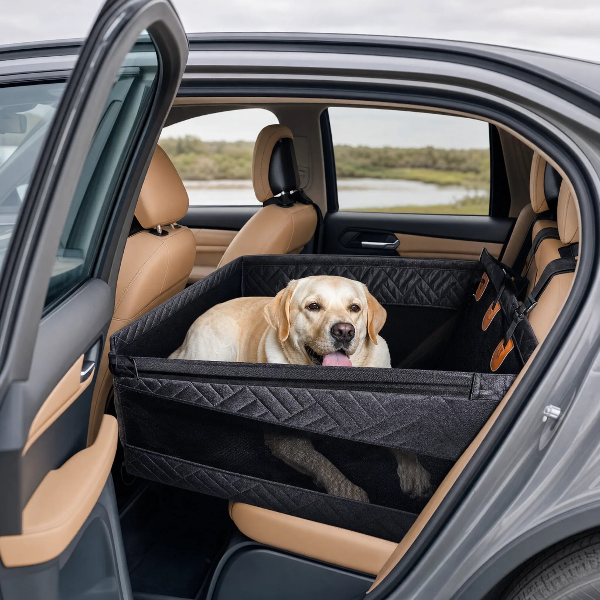 Seggiolino auto cane FrontGuard Solo con portiera aperta
