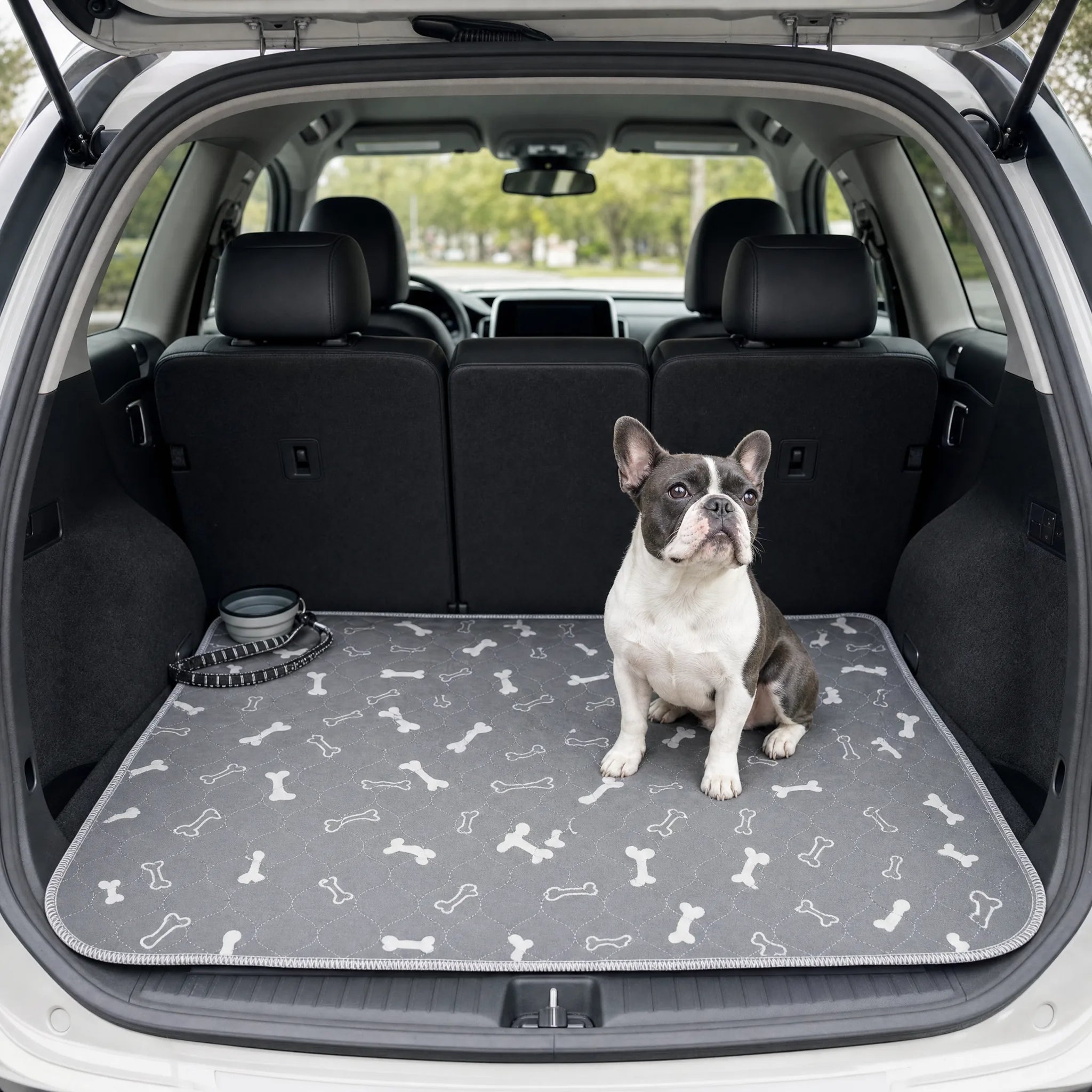 Traversina lavabile per cani nel bagagliaio durante un viaggio in auto