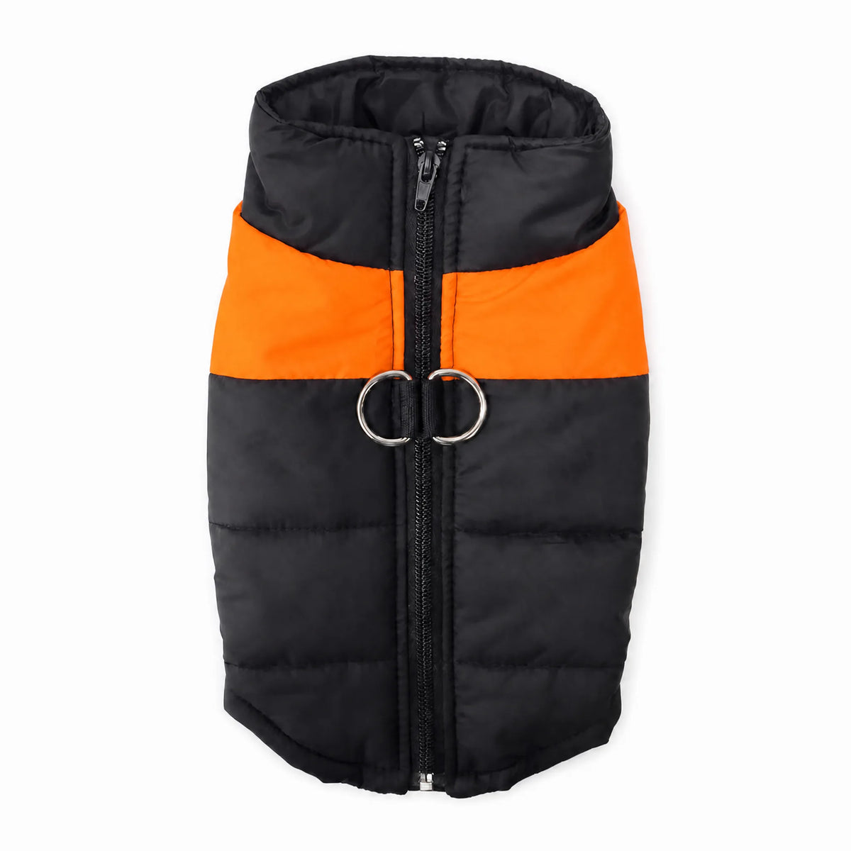 Gilet cane imbottito arancione e nero vista dorsale