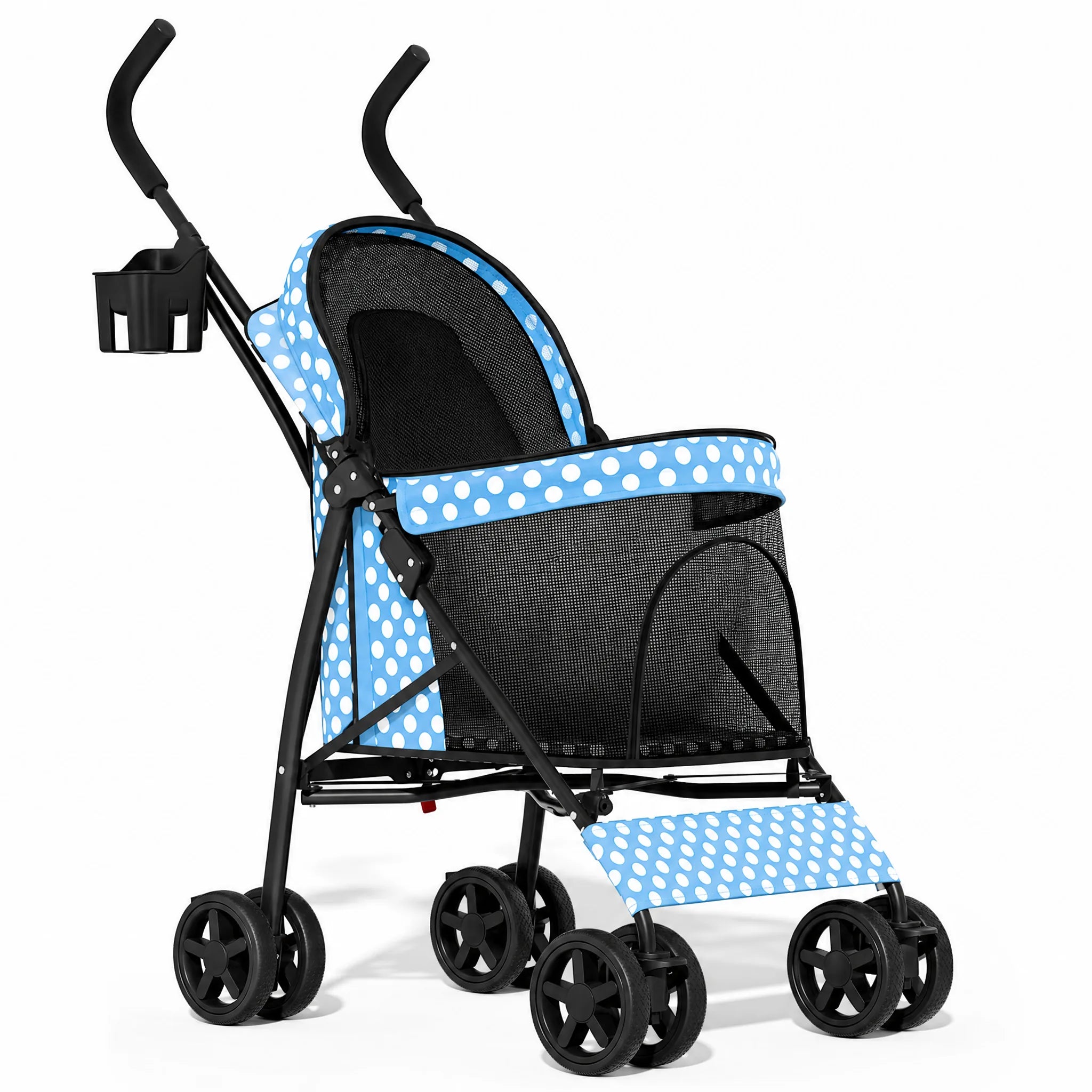 passeggino per cani pois var-azzurro