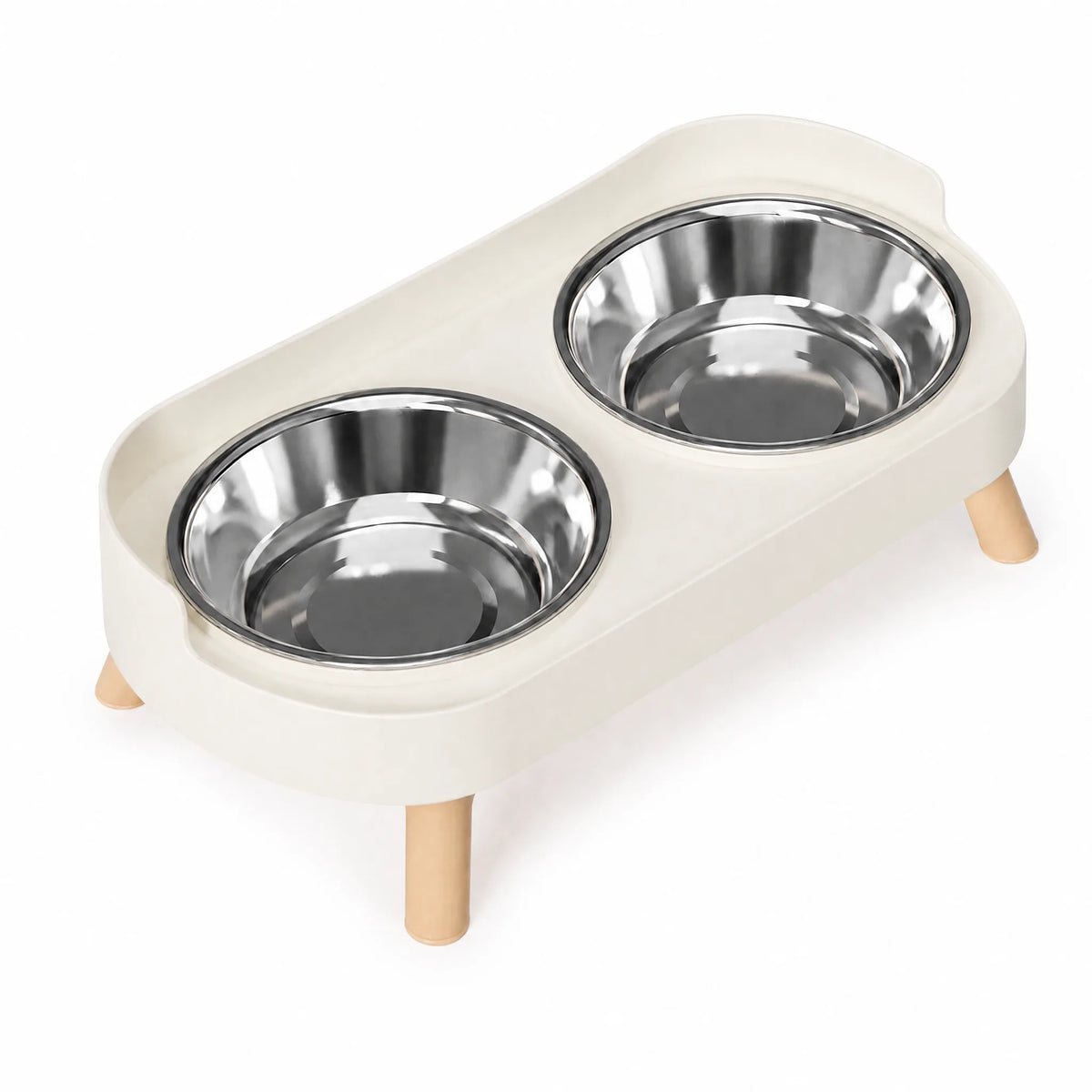 Ciotola rialzata cane bianco inox con supporto collo