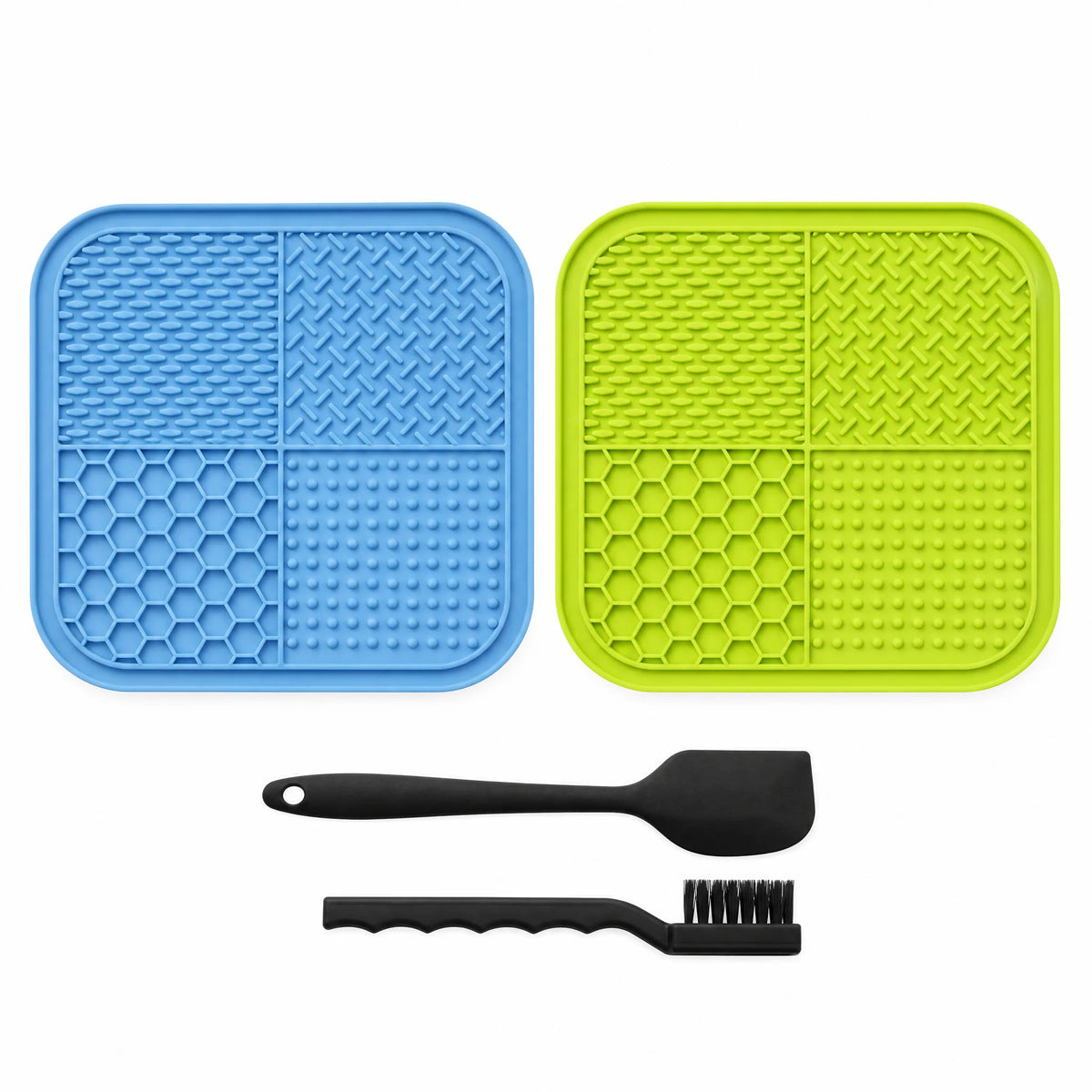 Tappetino da leccare pack Blu e Verde con spatola e spazzolina