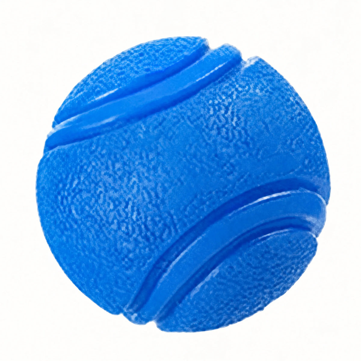 Palla cane gomma solida blu su fondo bianco