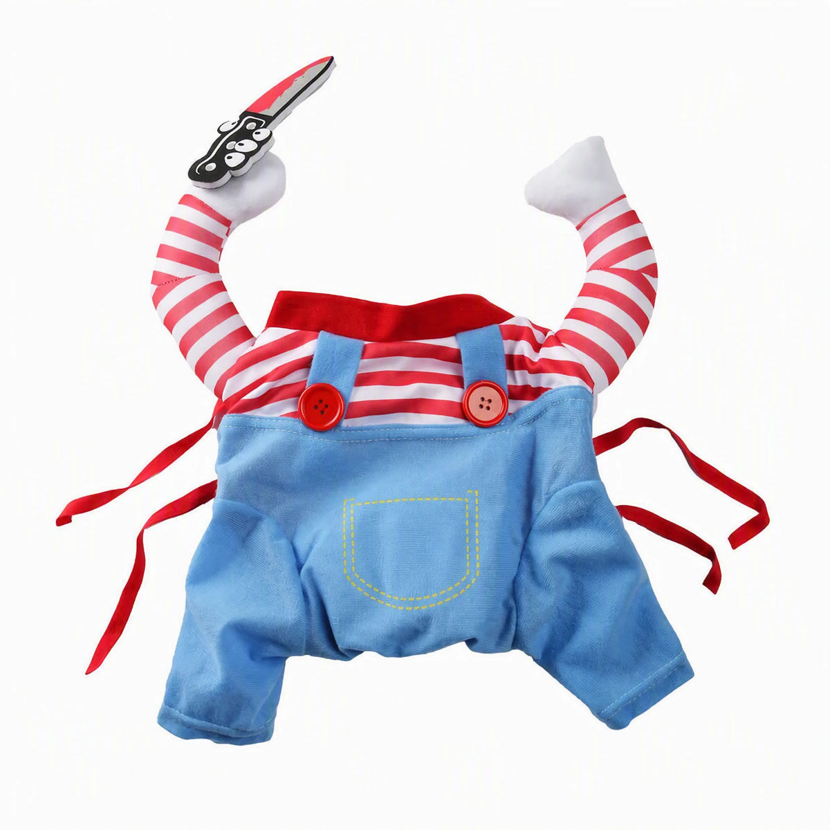 Costume halloween cane salopette Blu con braccia imbottite