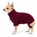 Maglione per cani dolcevita colore Rosso Bordeaux - vista laterale su sfondo bianco