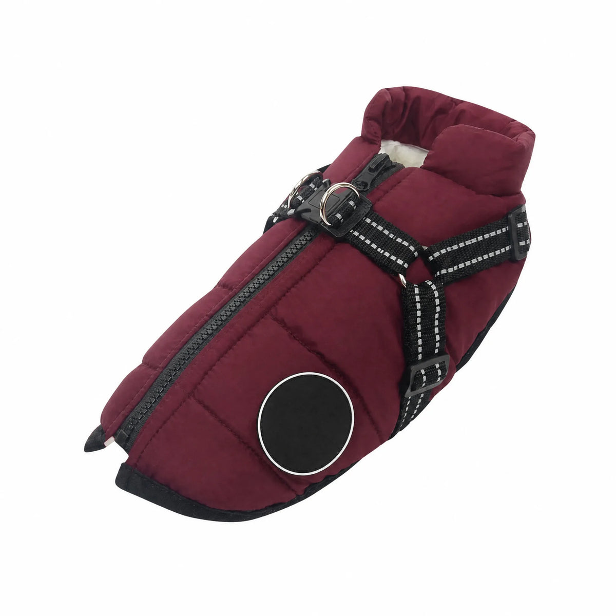 Gilet cane bordeaux con pettorina integrata