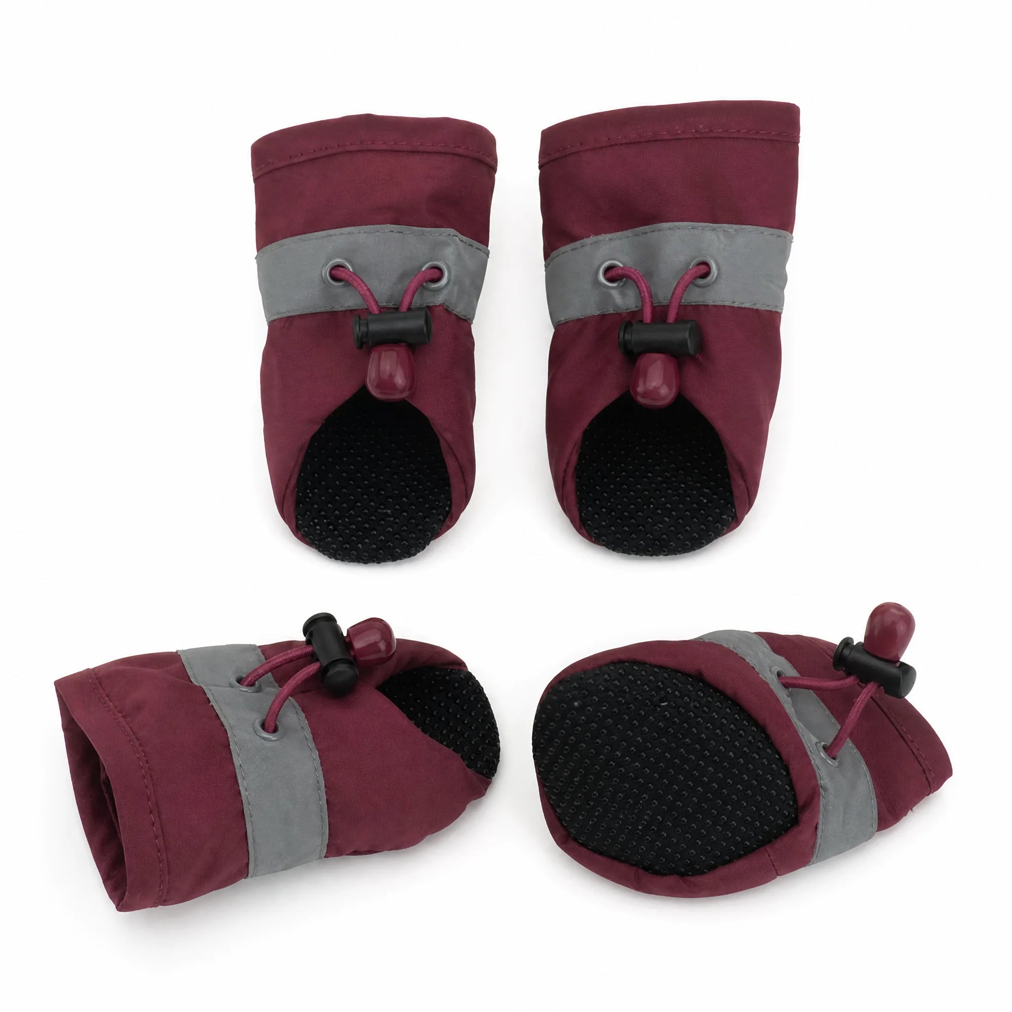 Scarpe per cani impermeabili colore borgogna - set da 4
