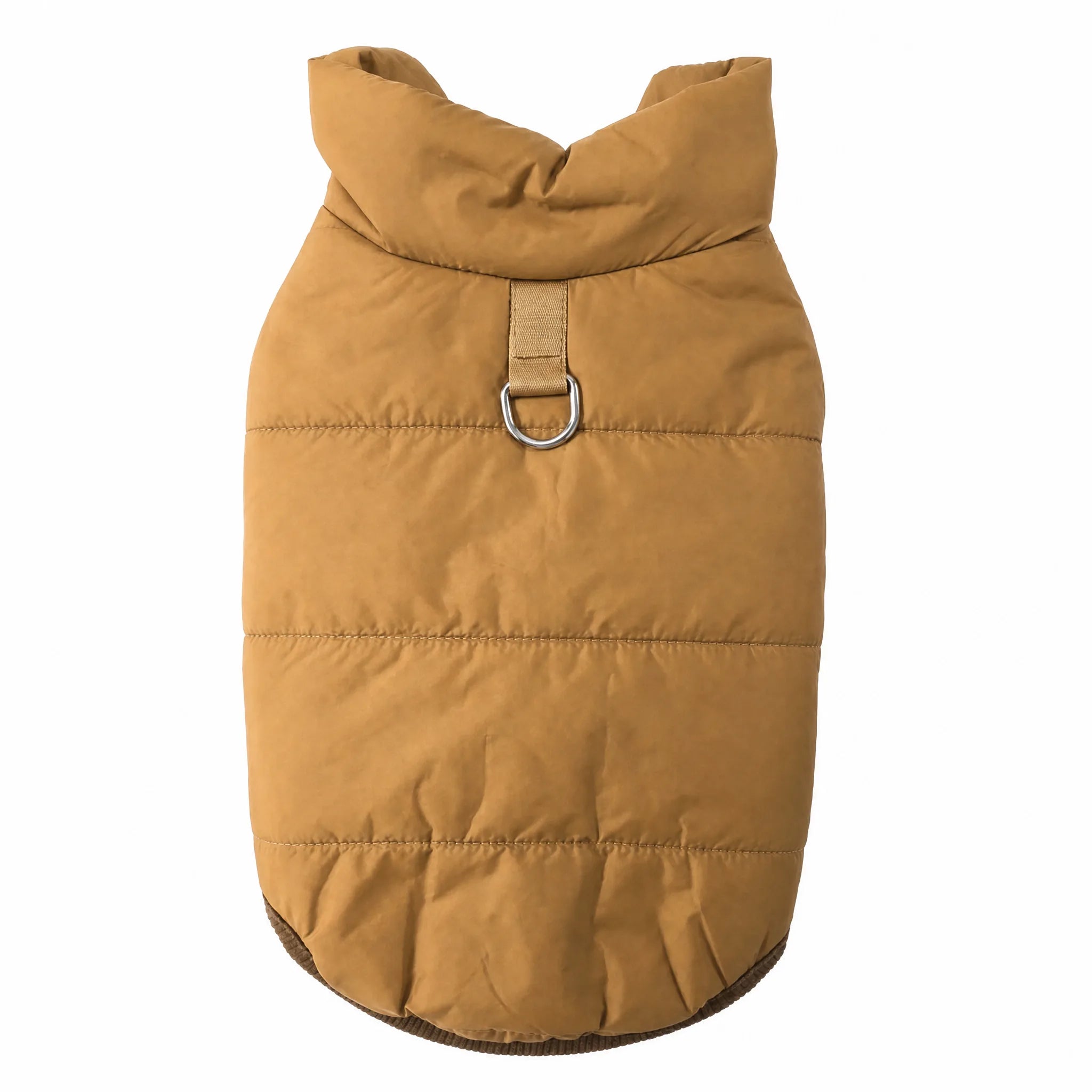 Cappottino cane impermeabile cammello su bianco