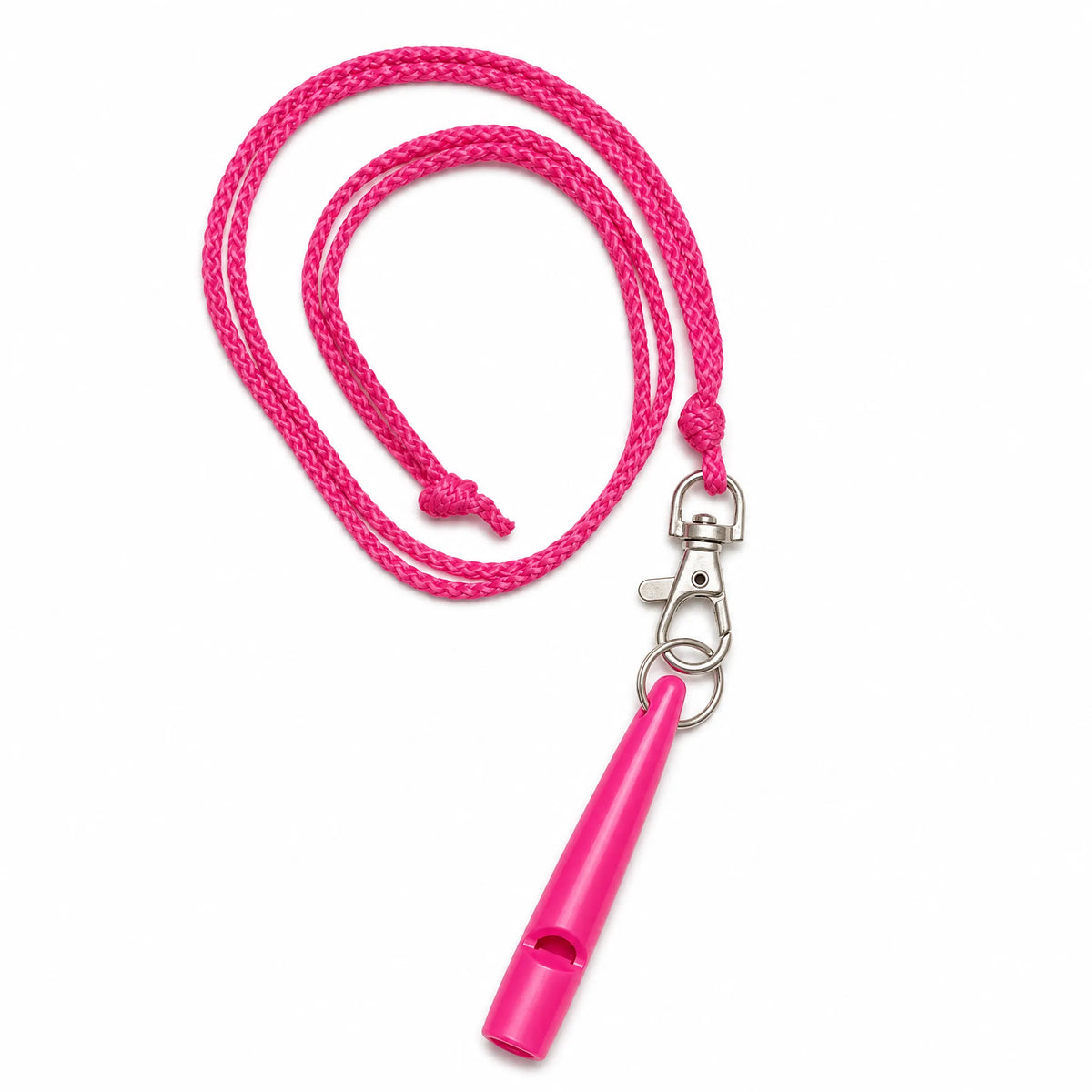 Fischietto per cani fucsia con cordino in tinta e moschettone