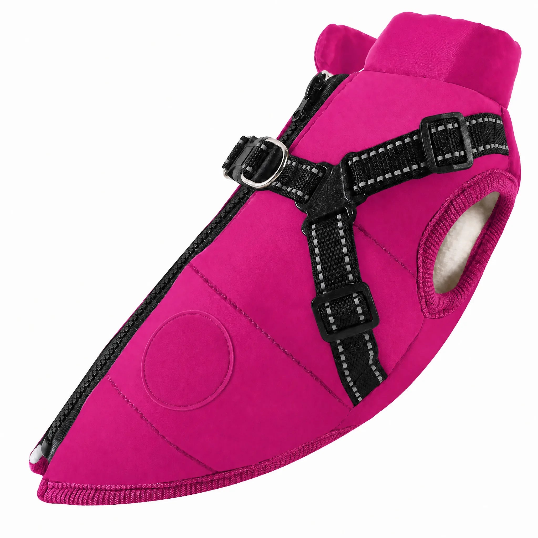 Cappotto cane impermeabile Fucsia con pettorina