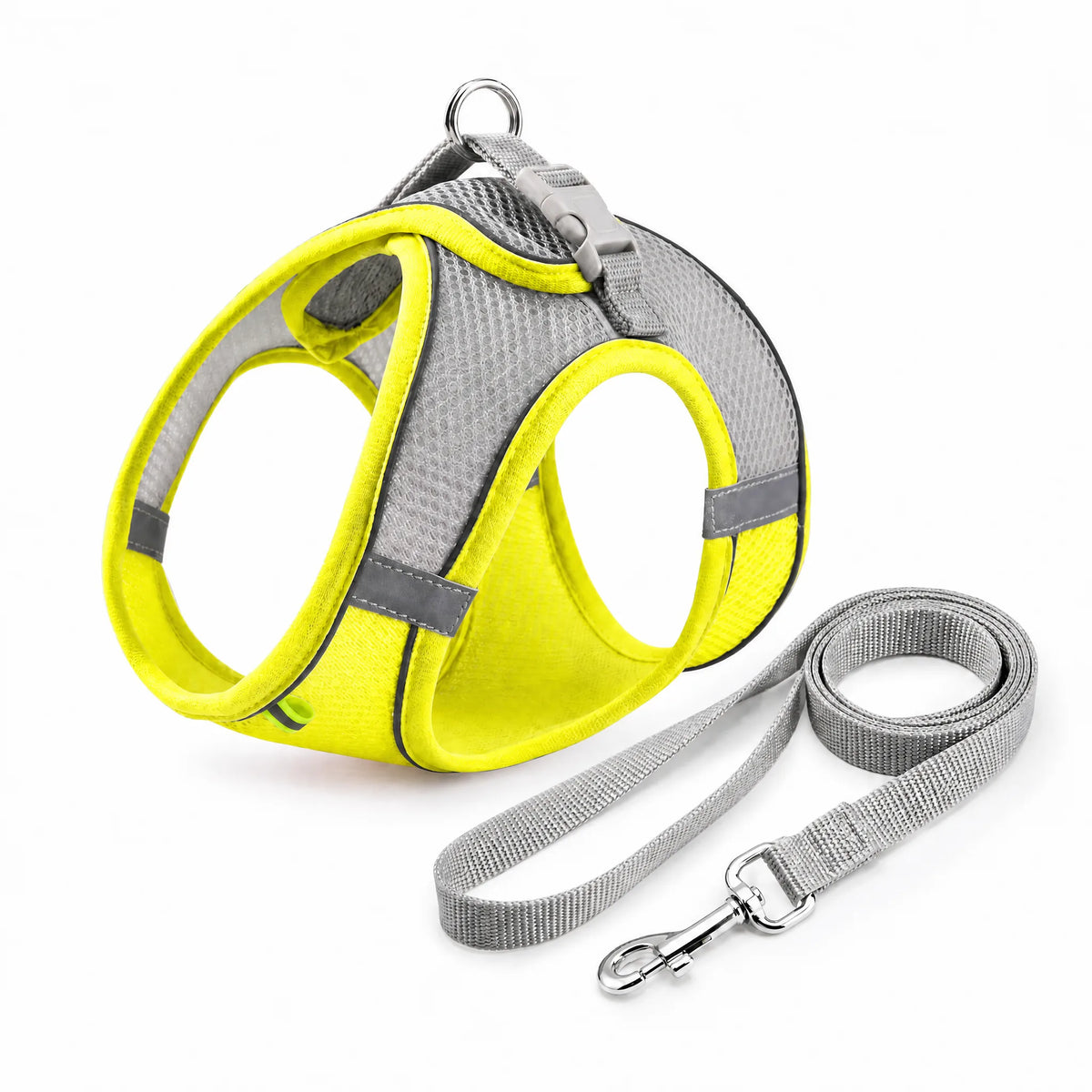 Pettorina mesh gialla con guinzaglio set studio