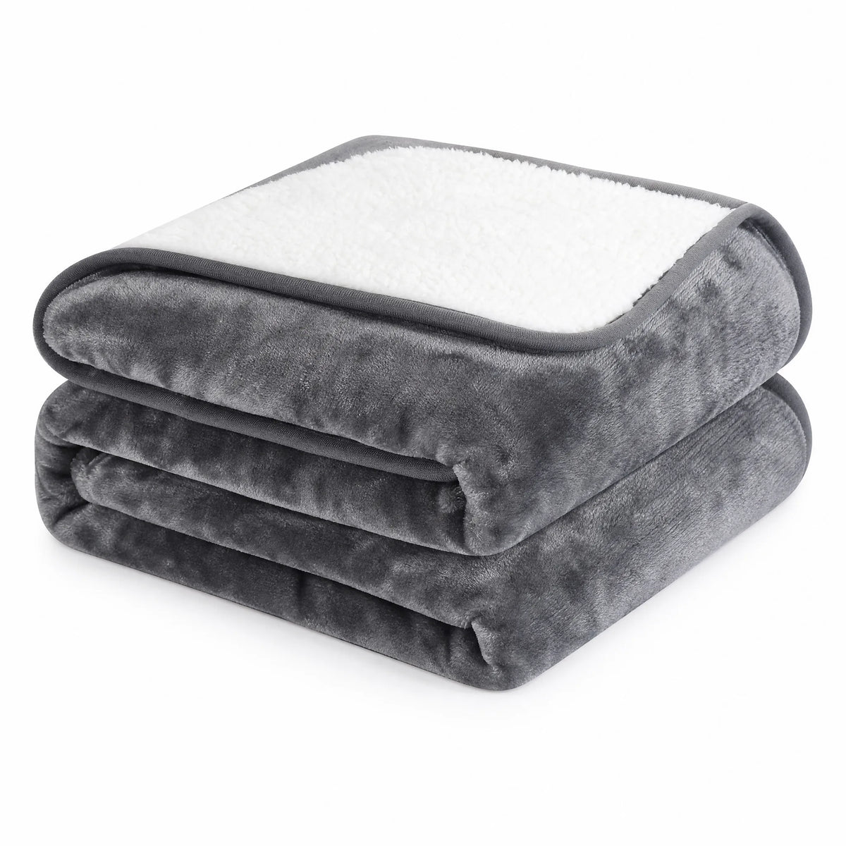 Copertina per cani in pile grigio scuro e bianco piegata