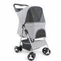 Passeggino per cani pieghevole colore grigio su sfondo bianco