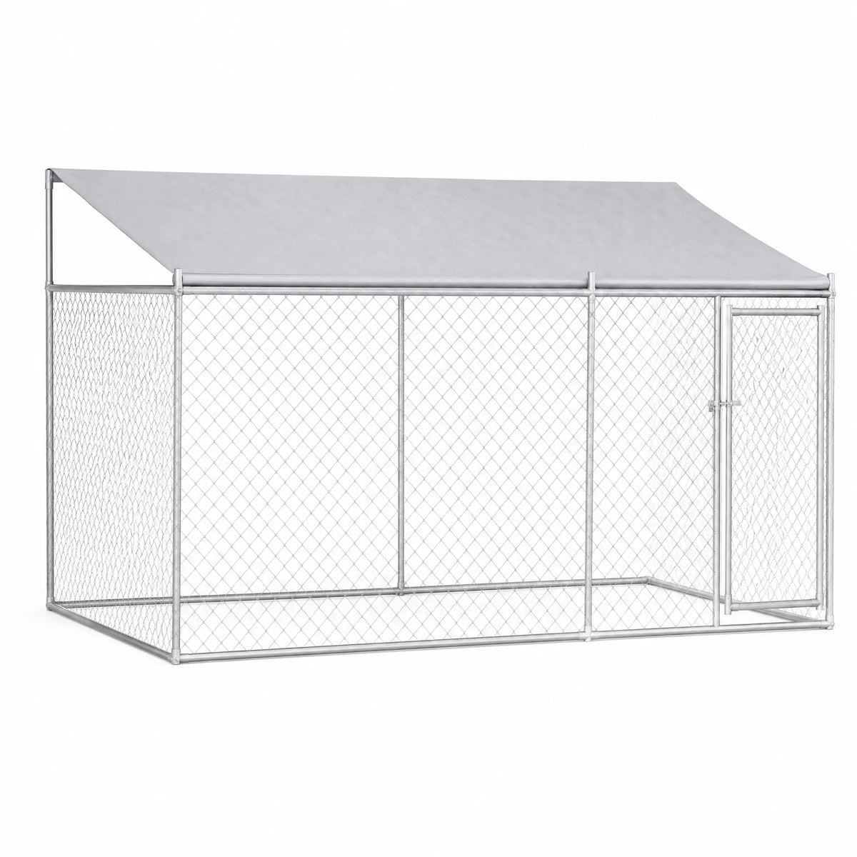 Box per cani da esterno grigio su sfondo bianco