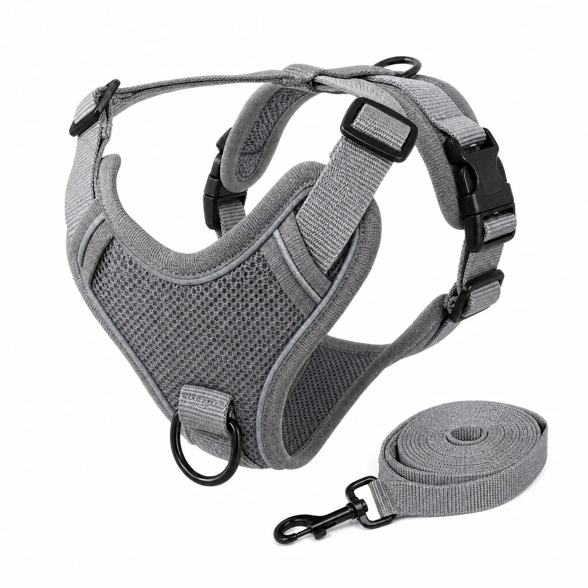 Set pettorina e guinzaglio cane colore Grigio