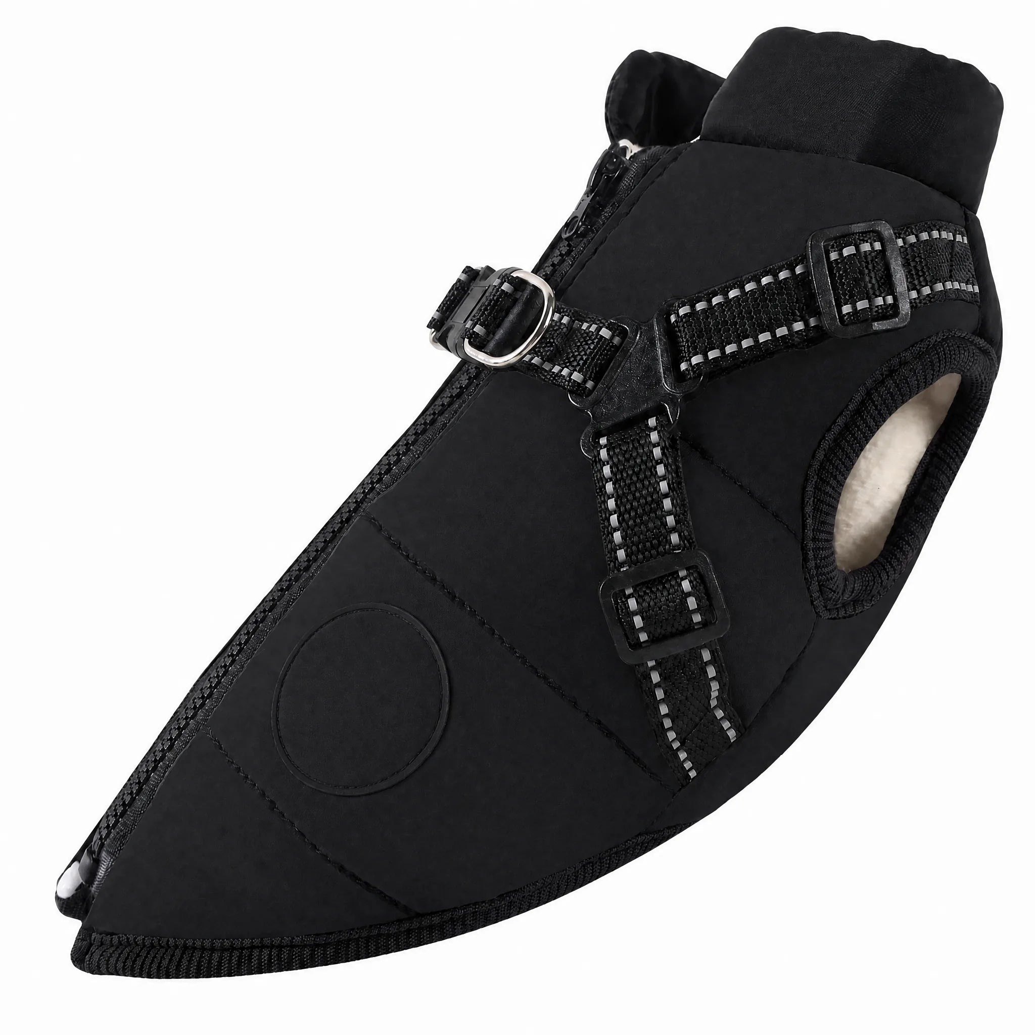 Cappotto cane impermeabile Nero con pettorina