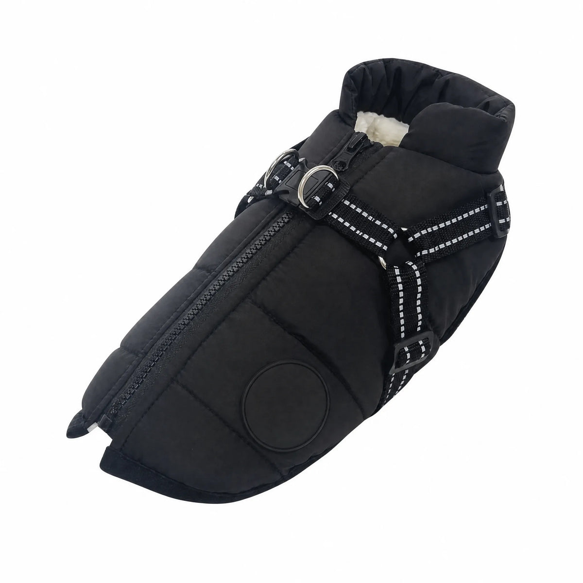 Gilet cane nero impermeabile con pettorina