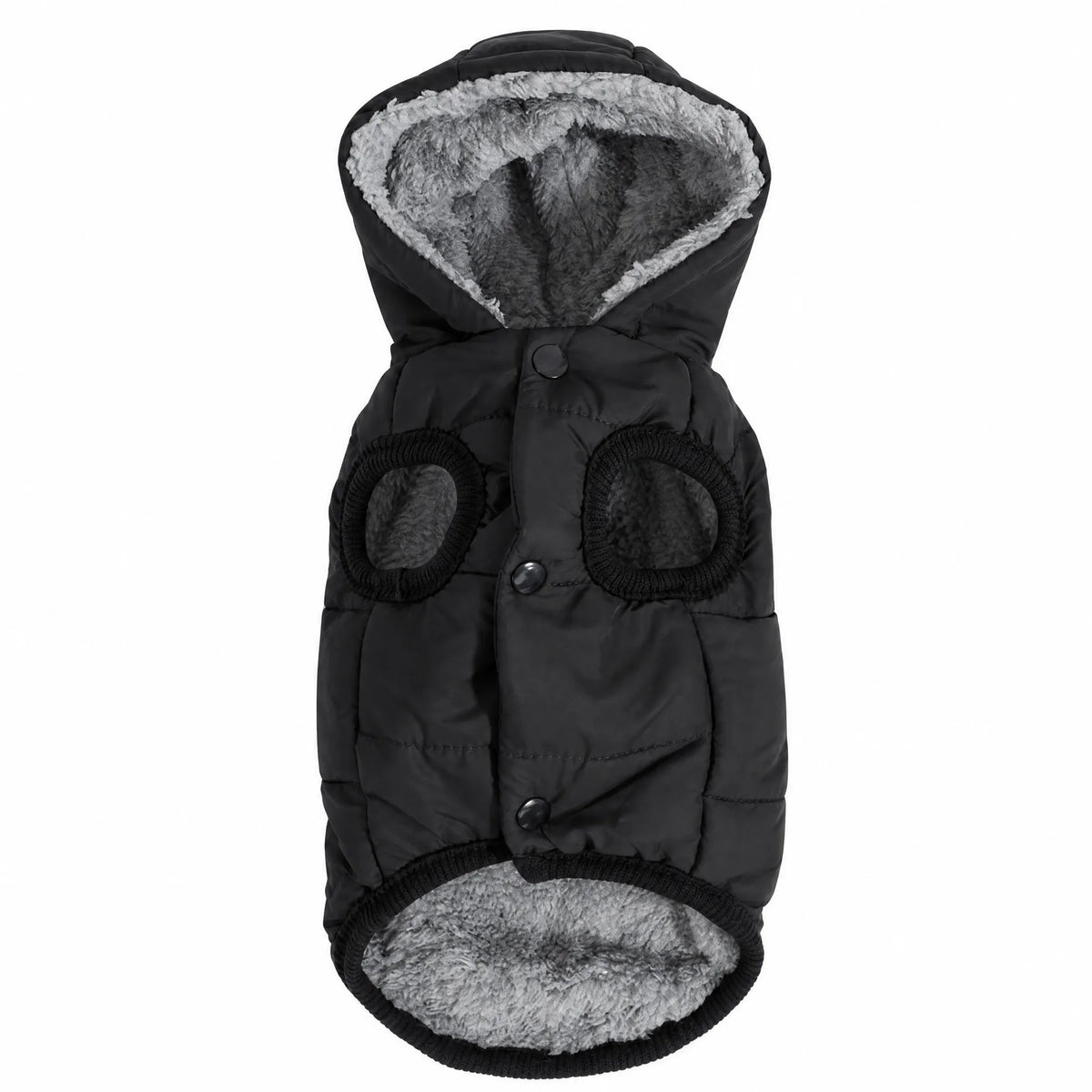 Cappottino cane imbottito nero con cappuccio