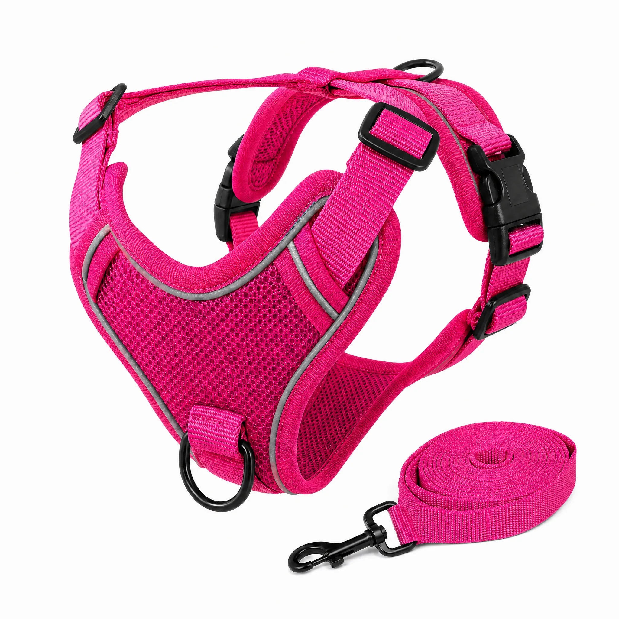 Set pettorina e guinzaglio cane colore Rosa scuro