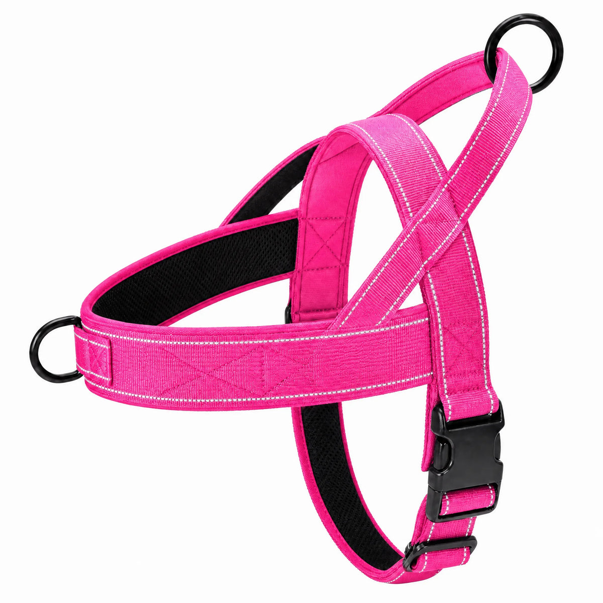 Pettorina tattica cane rosa hot pink nylon 1000D su sfondo bianco