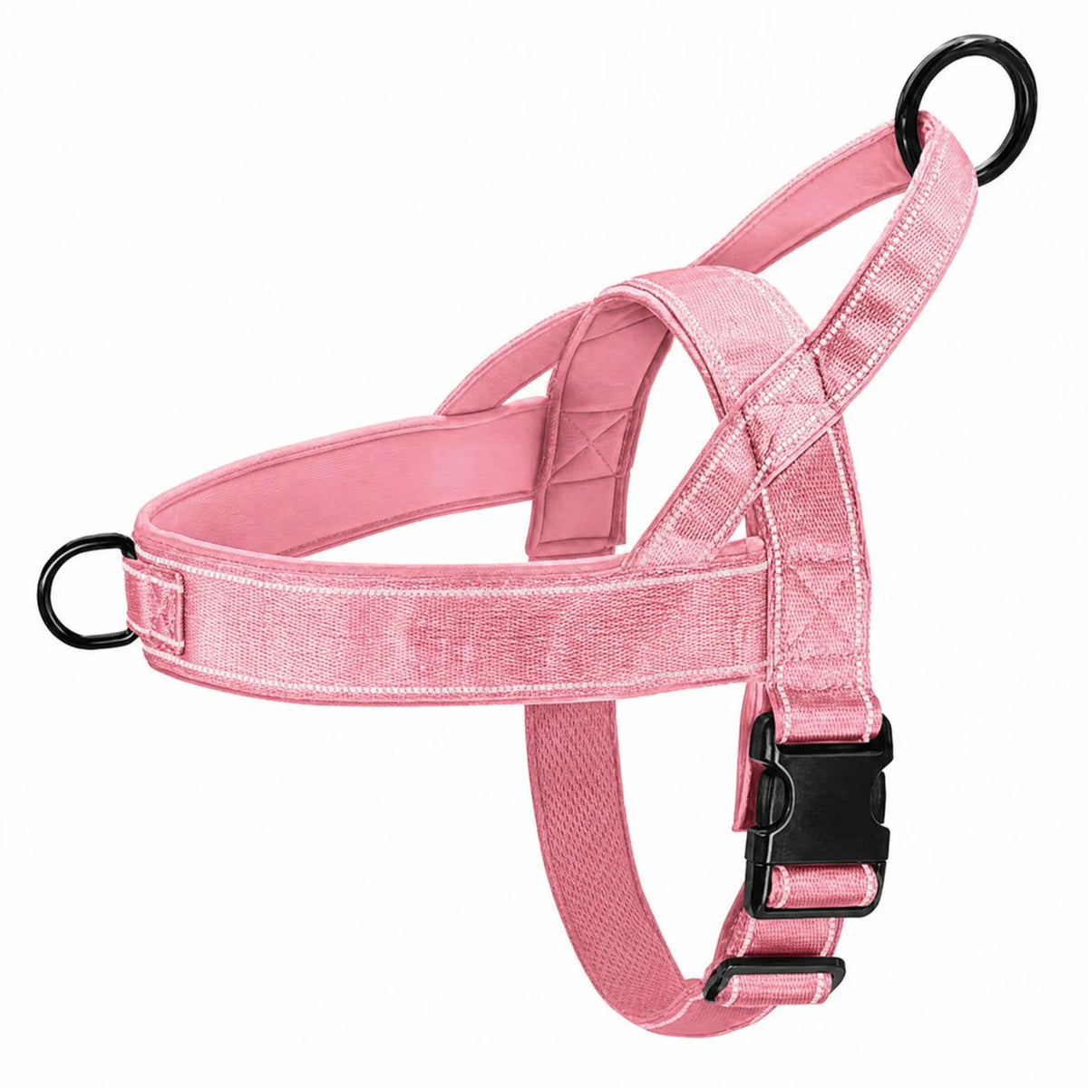 Pettorina no-pull cane colore rosa su bianco